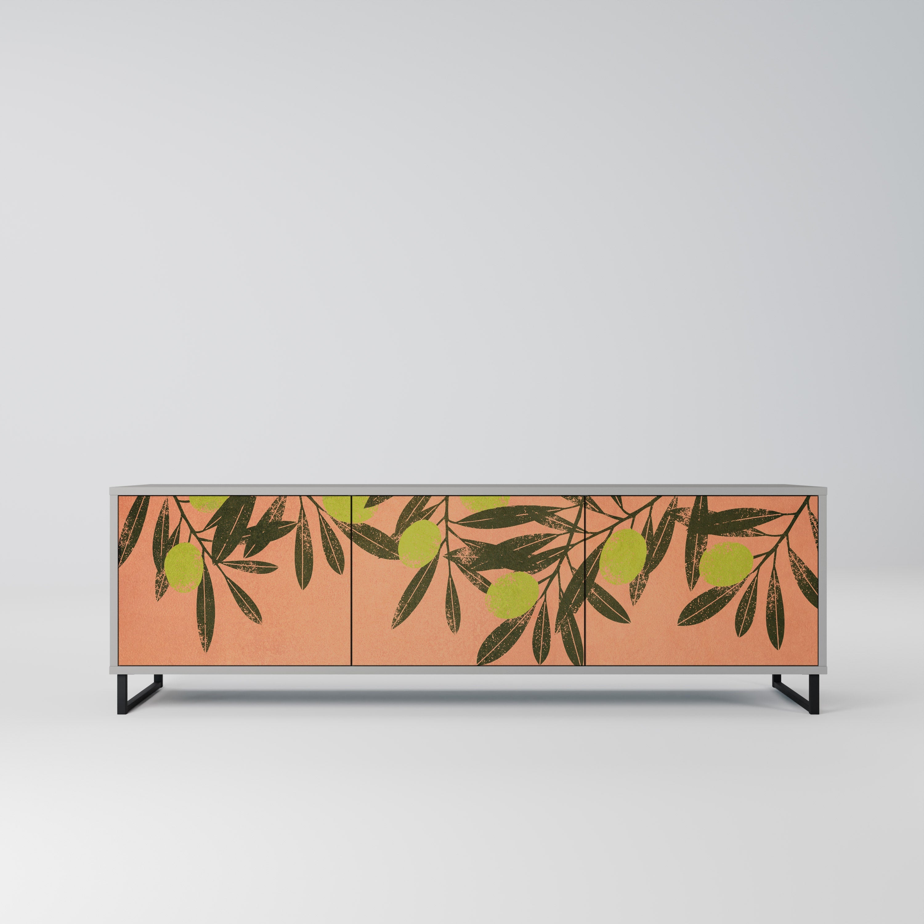 JUICY OLIVES 3-Door TV Stand in Grey Finish