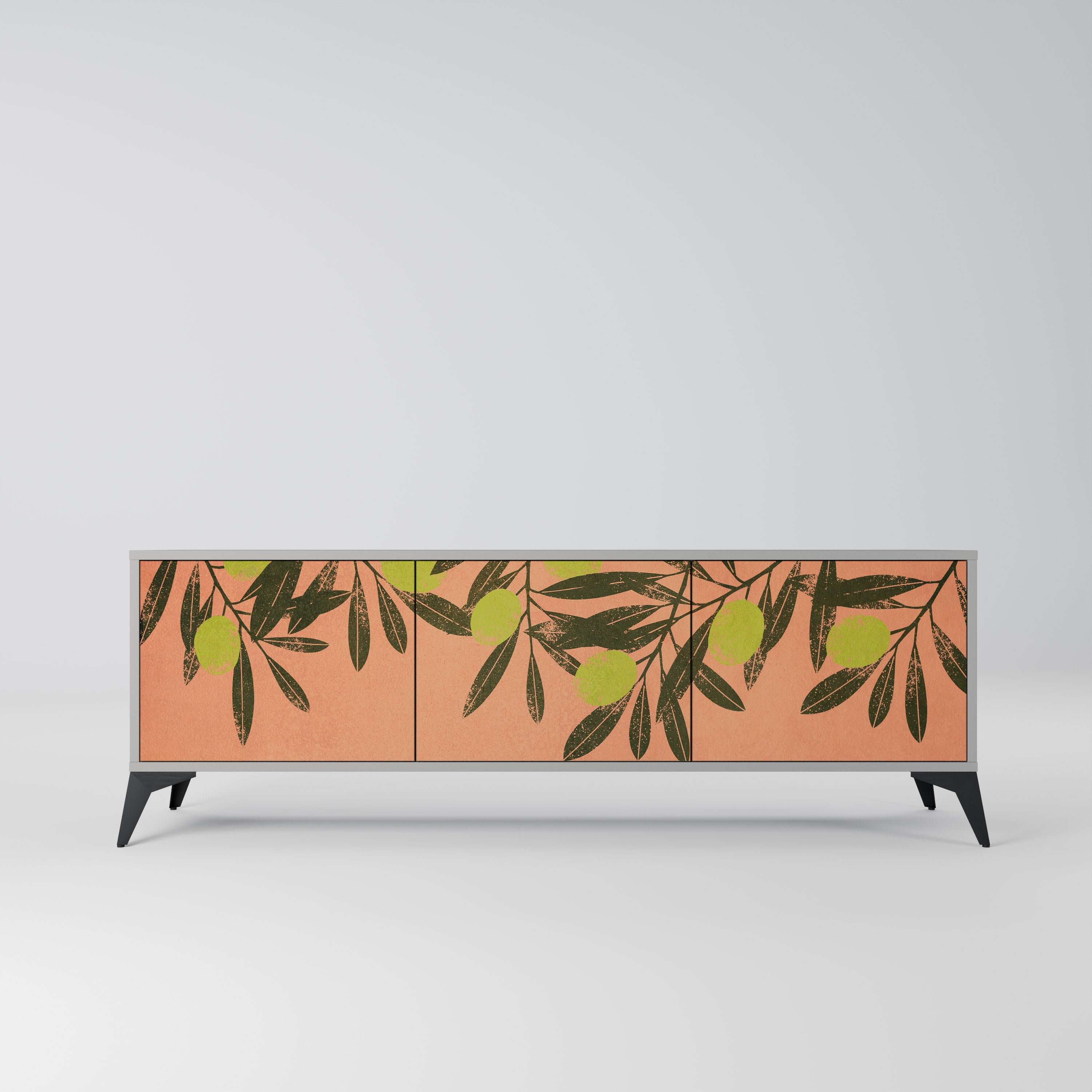 JUICY OLIVES 3-Door TV Stand in Grey Finish