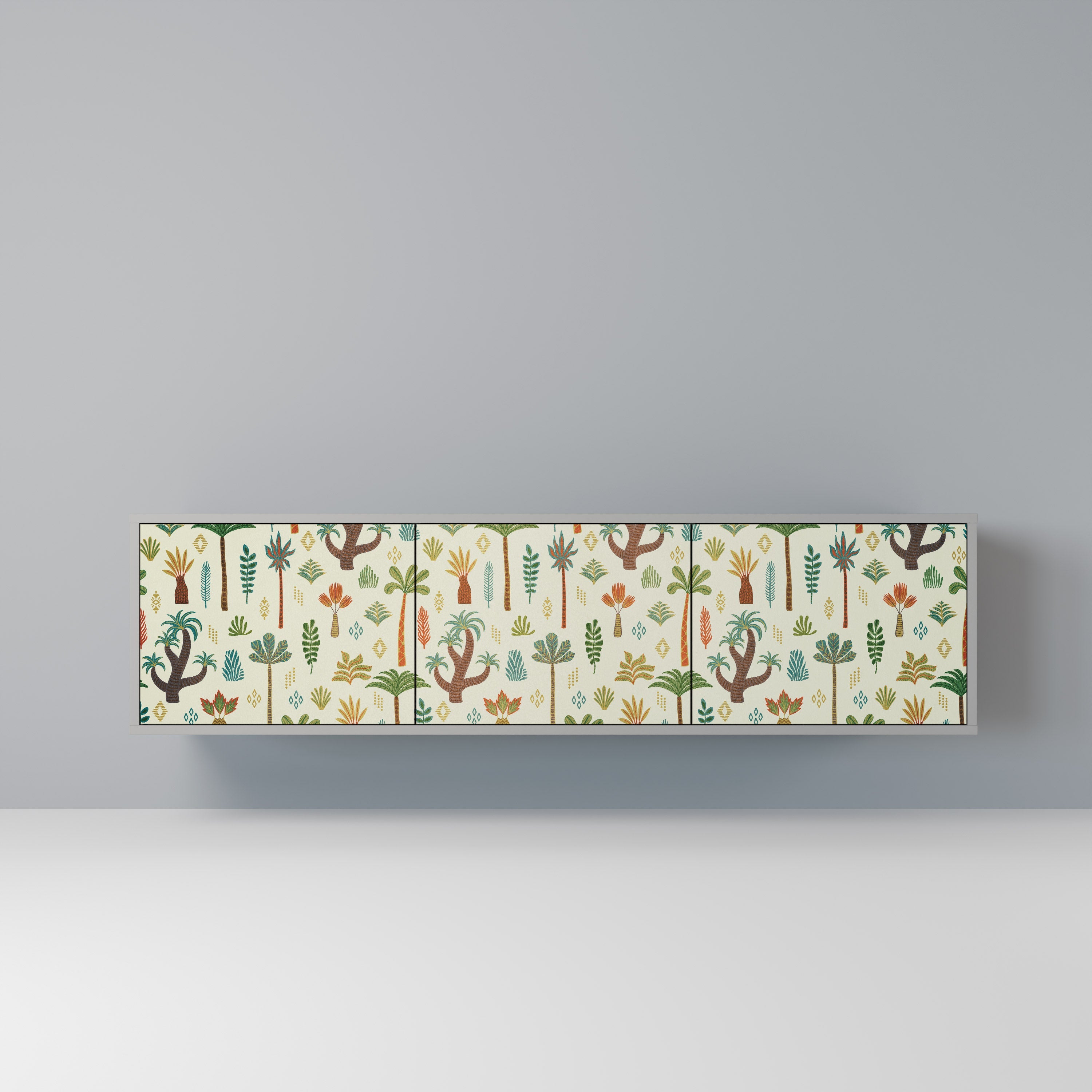 PALM SPRING 3-Door TV Stand in Grey Finish