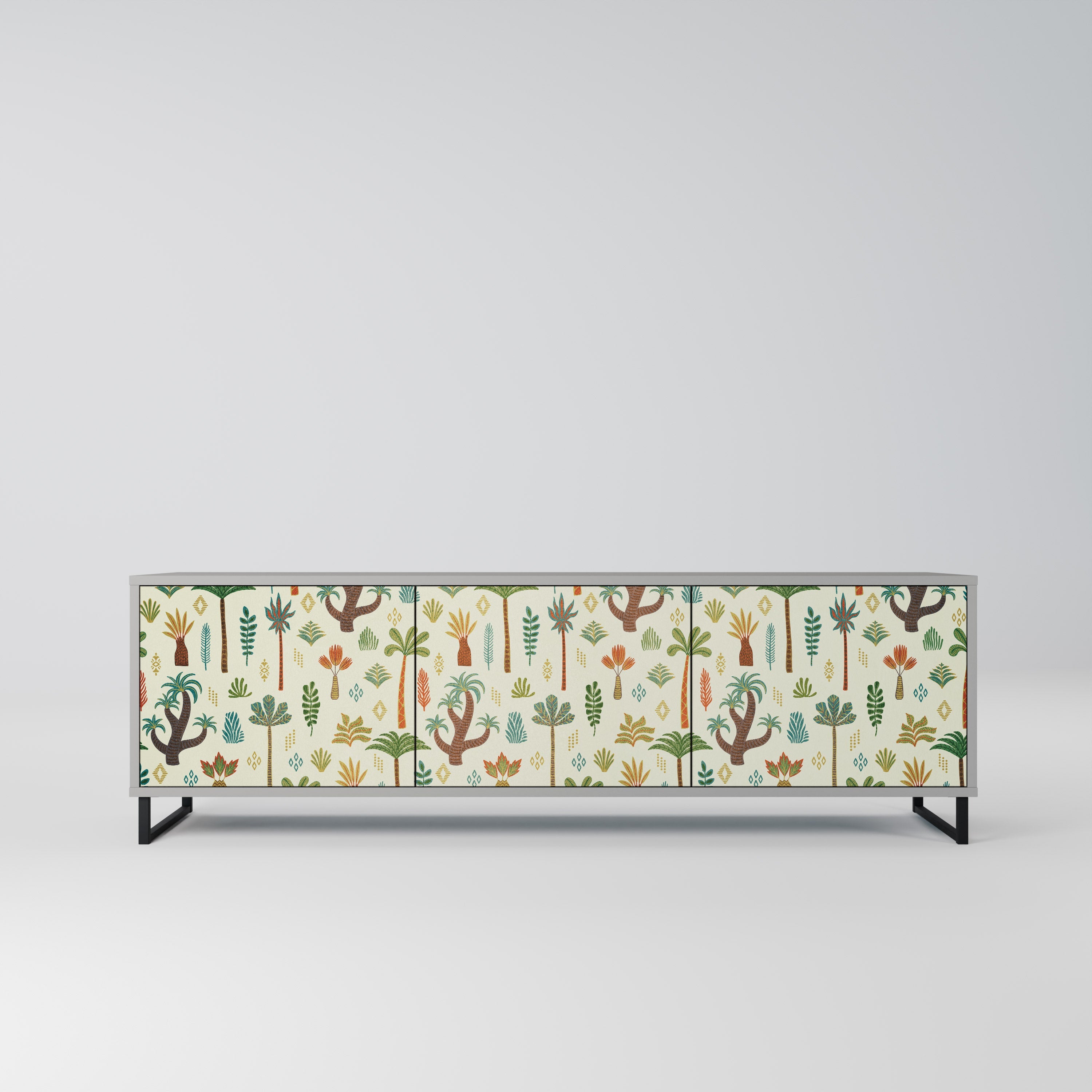 PALM SPRING 3-Door TV Stand in Grey Finish