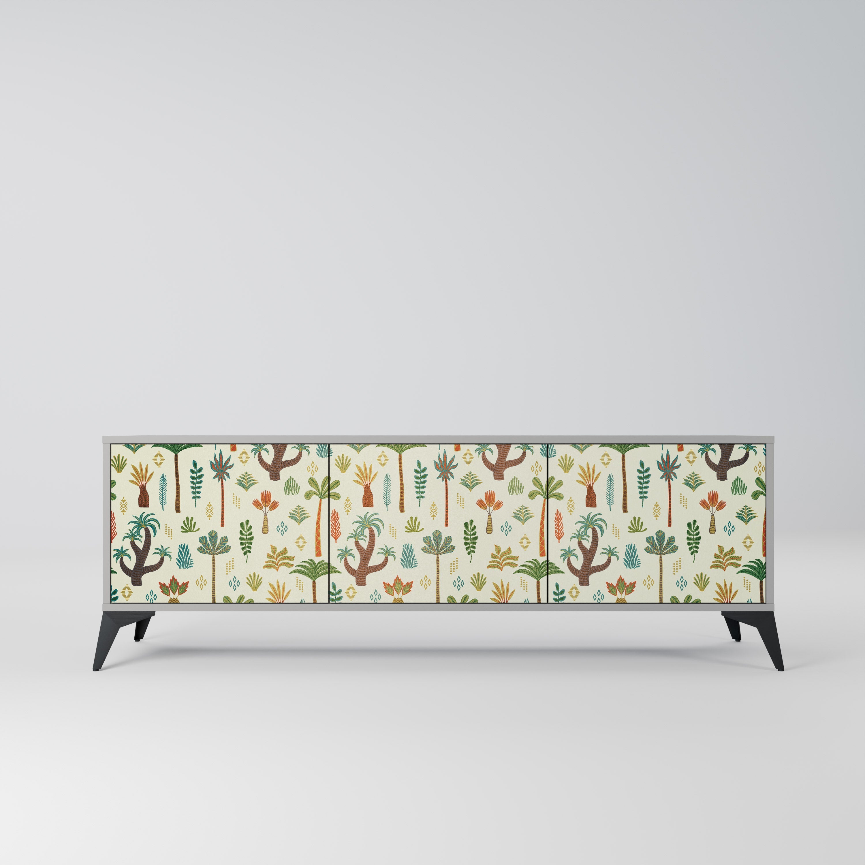 PALM SPRING 3-Door TV Stand in Grey Finish