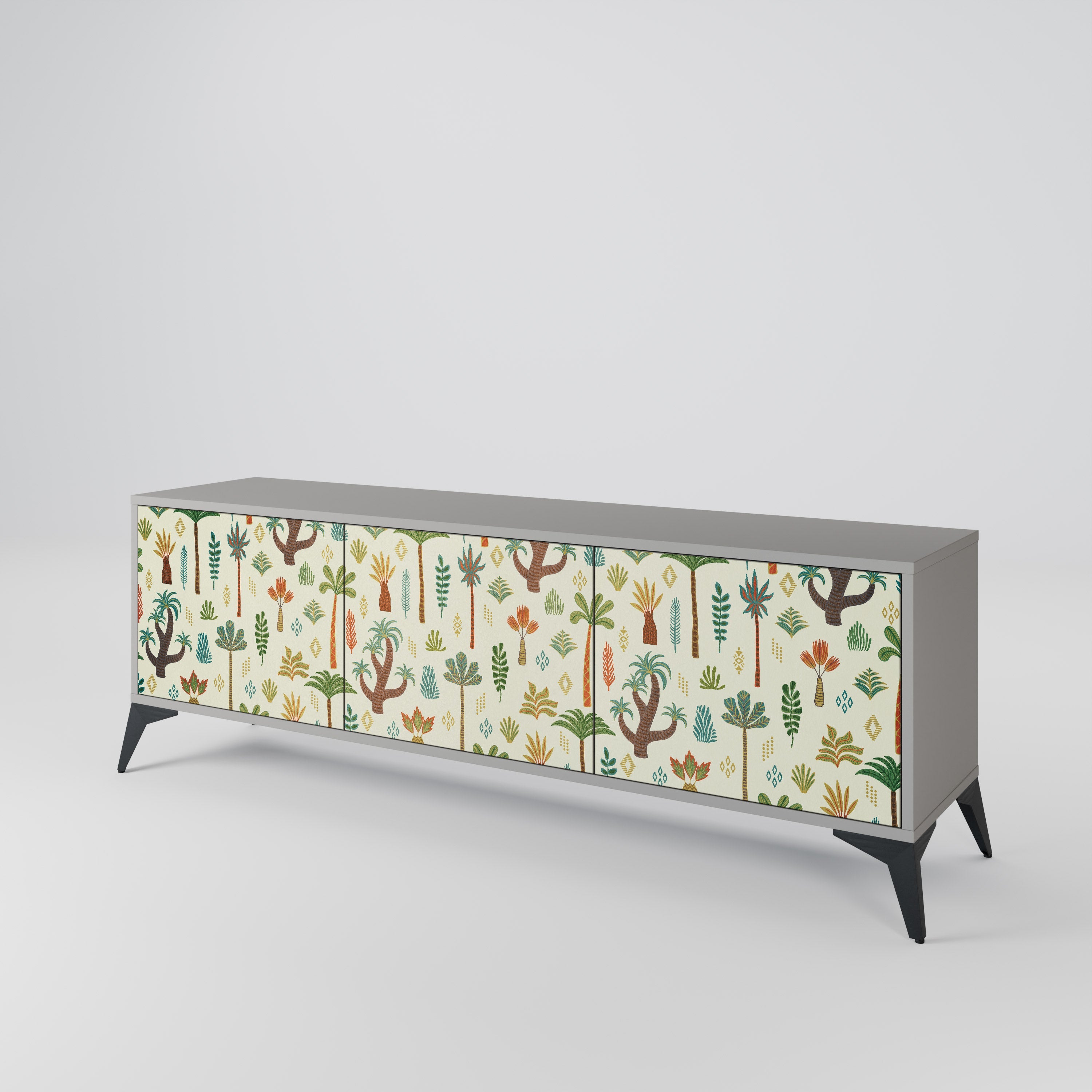 PALM SPRING 3-Door TV Stand in Grey Finish