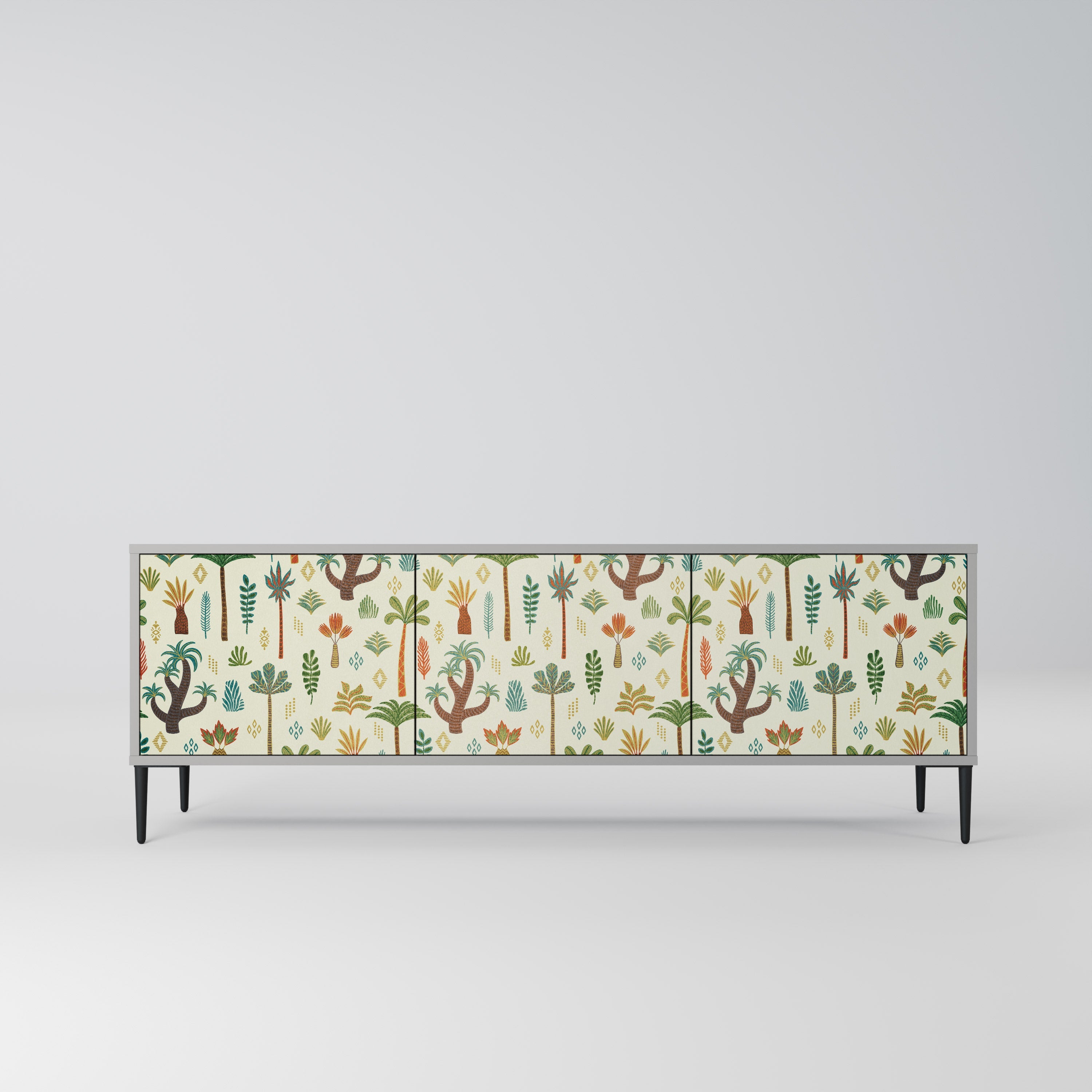 PALM SPRING 3-Door TV Stand in Grey Finish