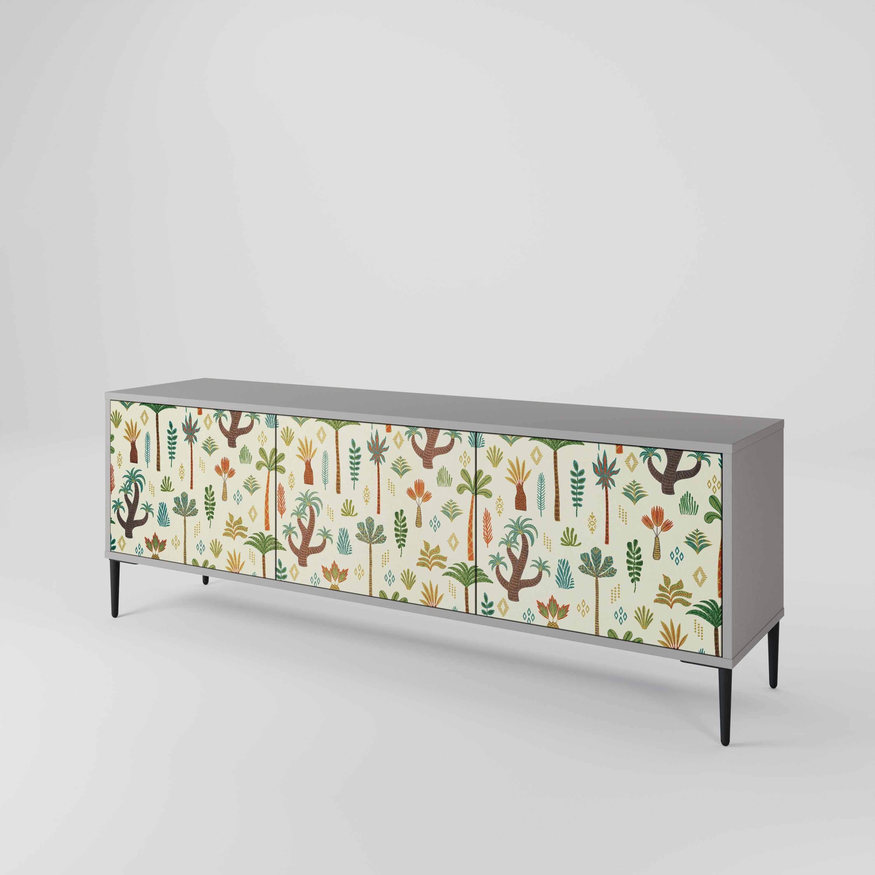 PALM SPRING 3-Door TV Stand in Grey Finish