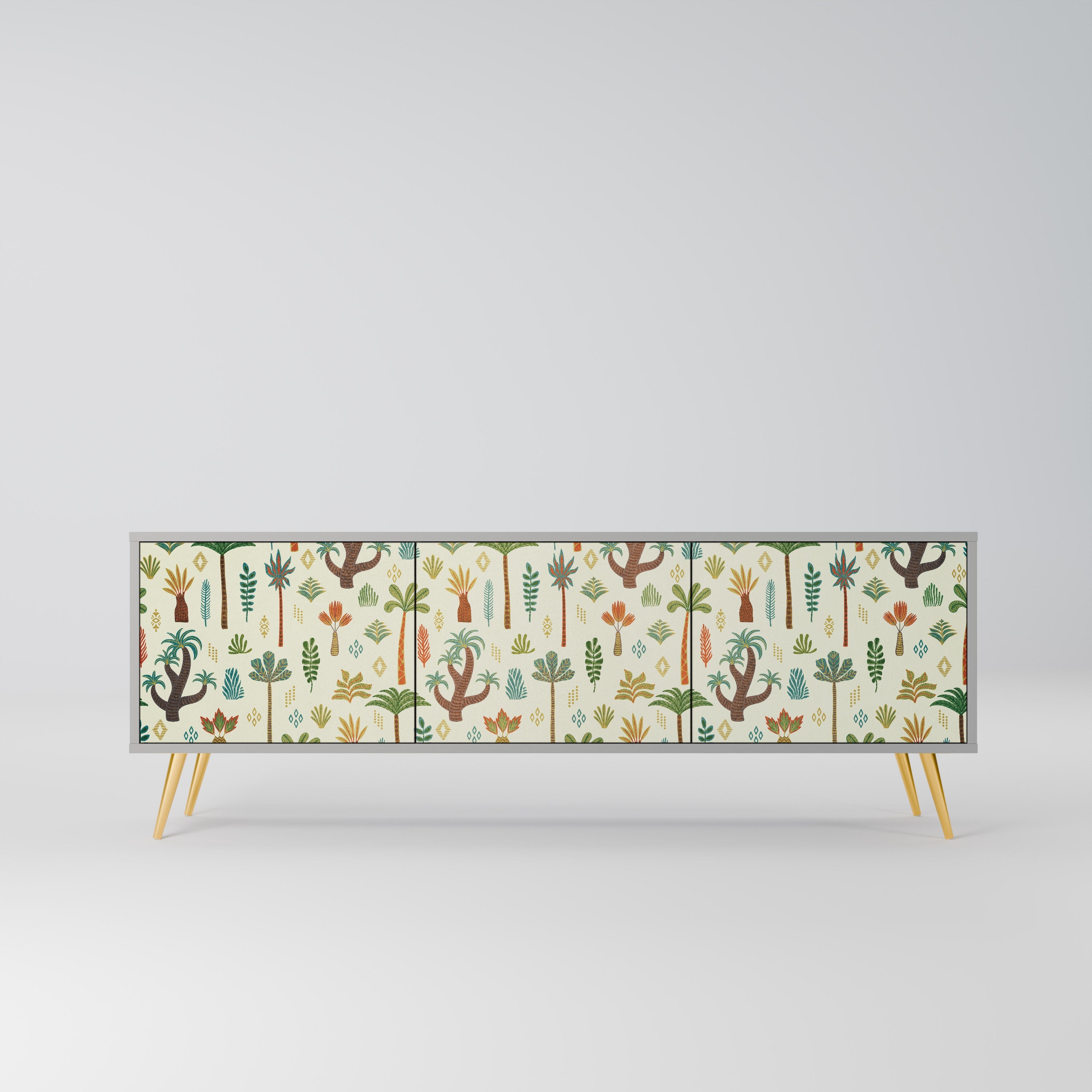 PALM SPRING 3-Door TV Stand in Grey Finish