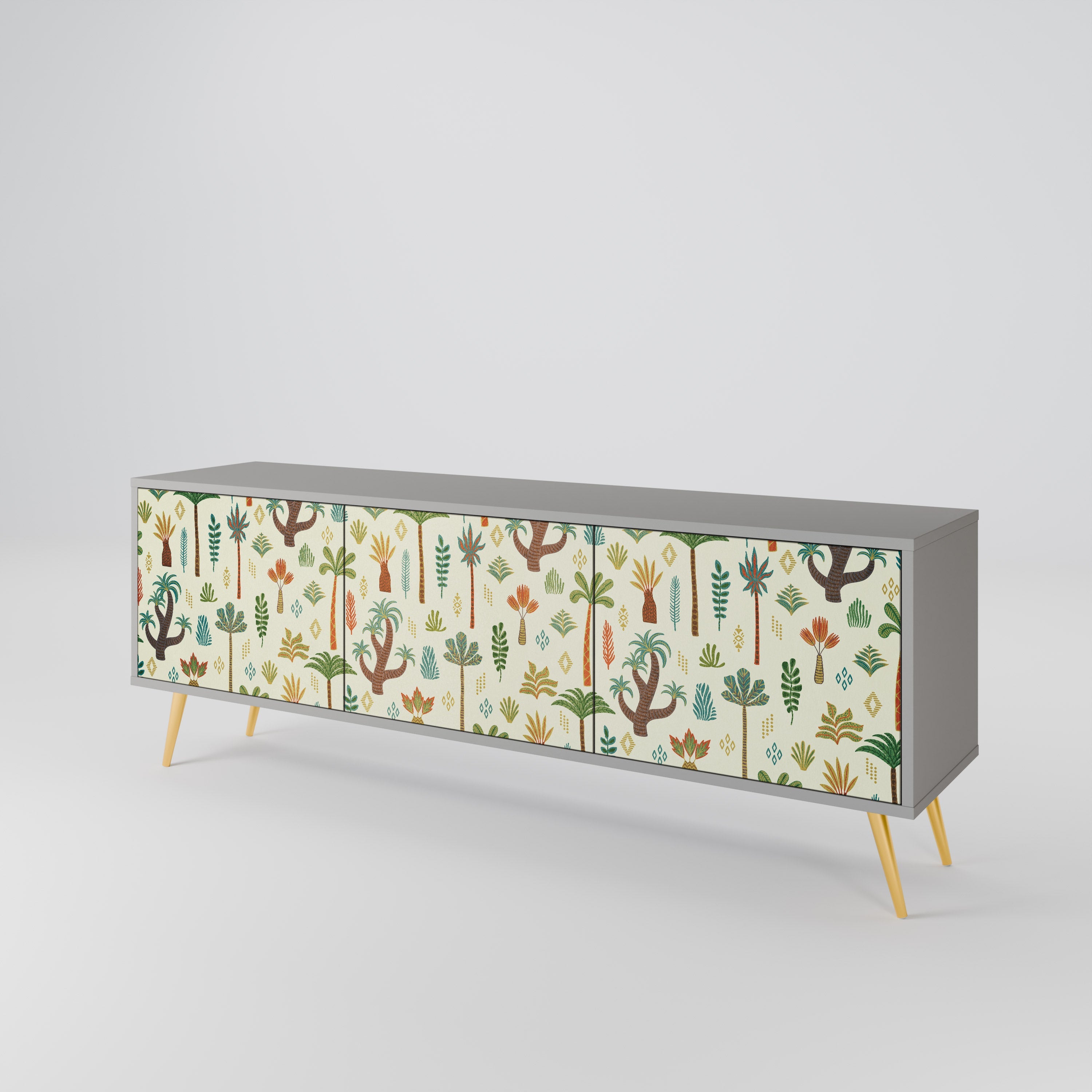 PALM SPRING 3-Door TV Stand in Grey Finish