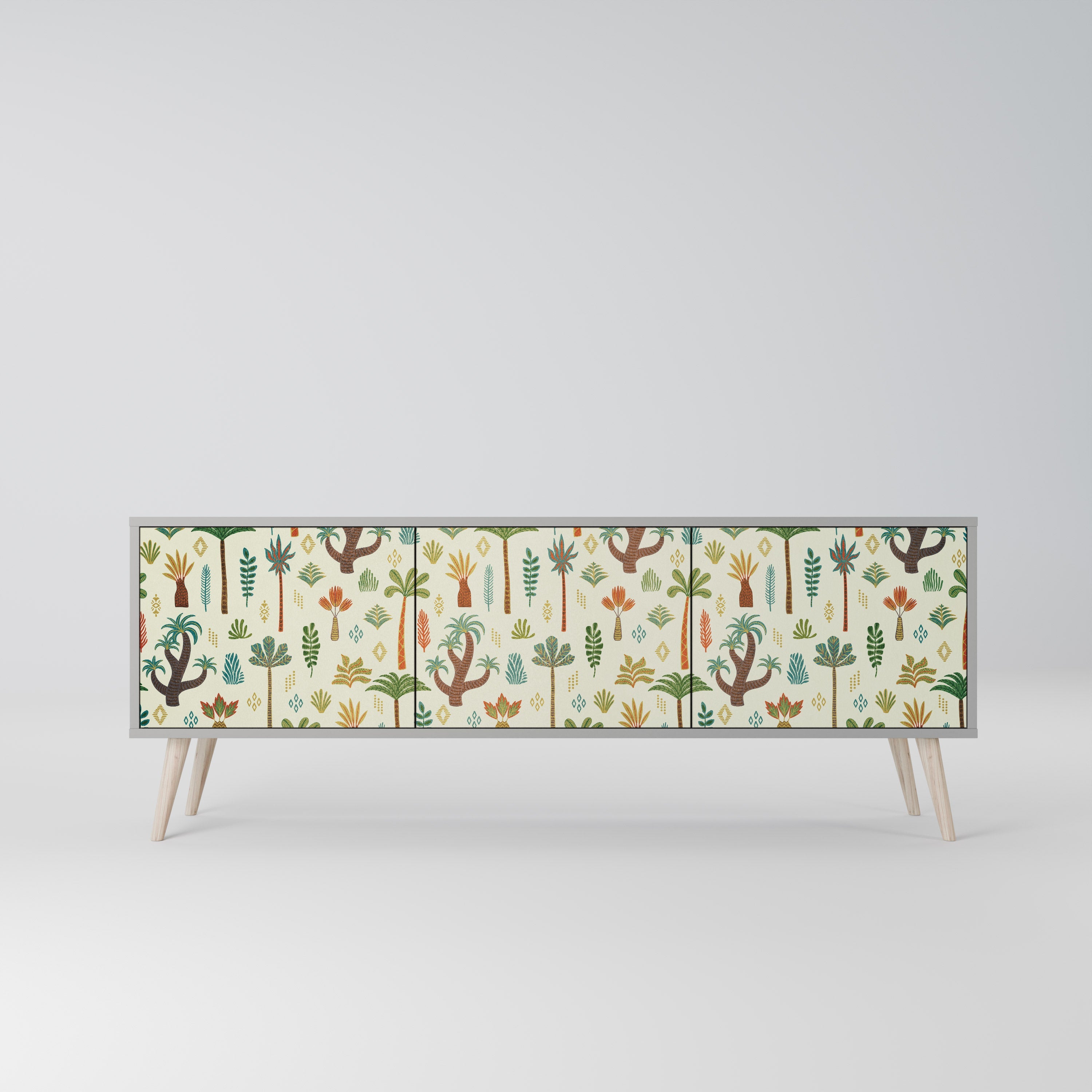 PALM SPRING 3-Door TV Stand in Grey Finish