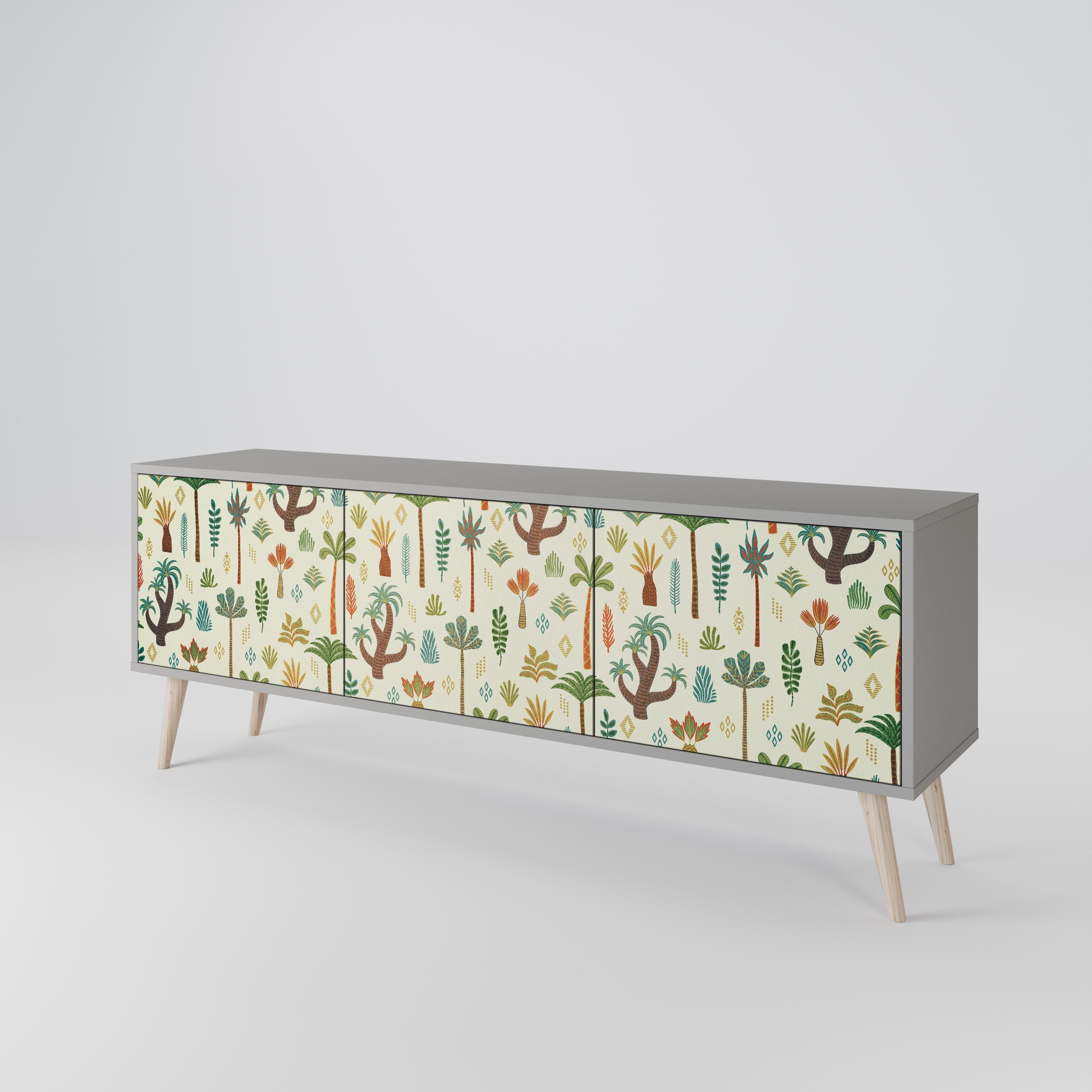 PALM SPRING 3-Door TV Stand in Grey Finish