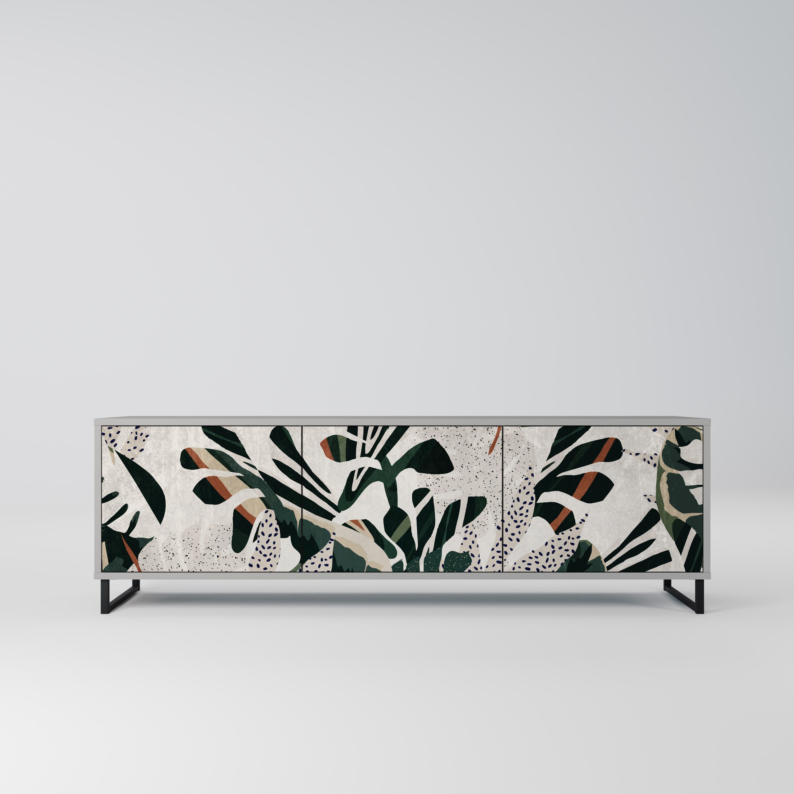 VERDURE FORMATION 3-Door TV Stand in Grey Finish