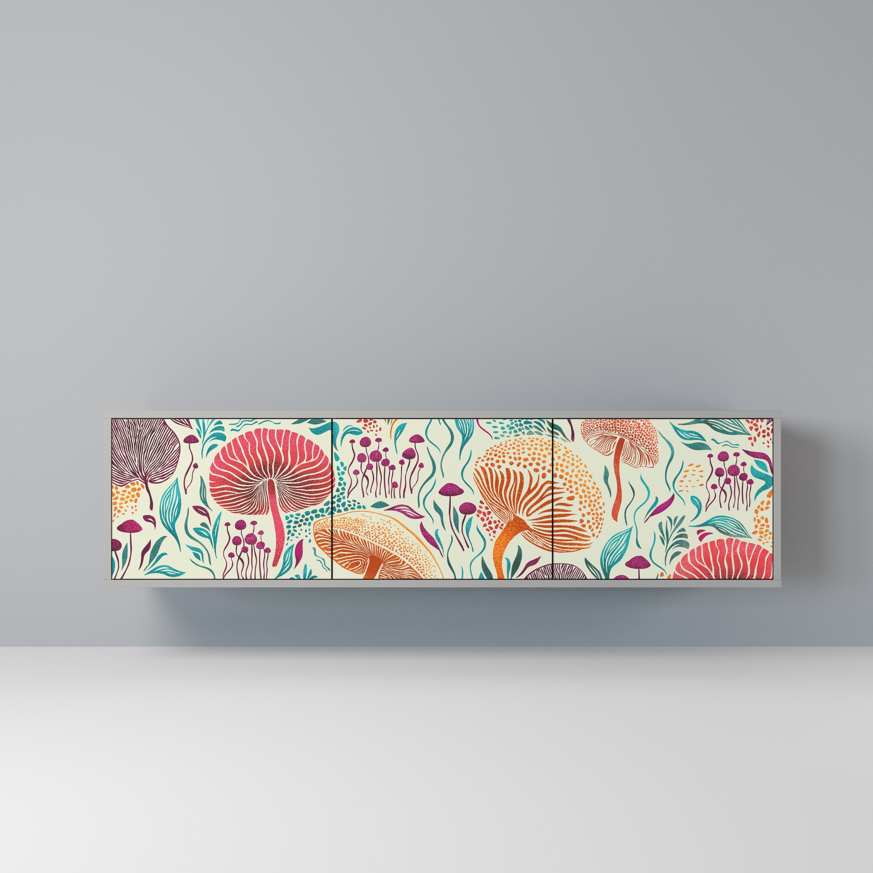 FUNGUS FANTASY 3-Door TV Stand in Grey Finish