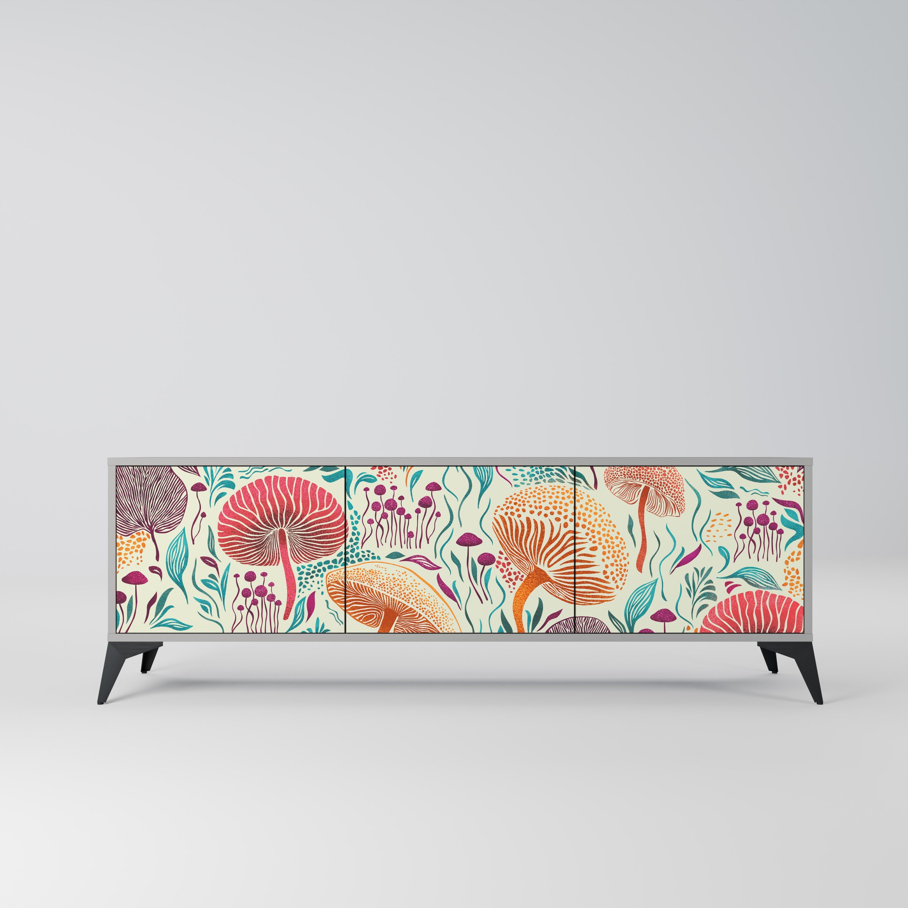 FUNGUS FANTASY 3-Door TV Stand in Grey Finish