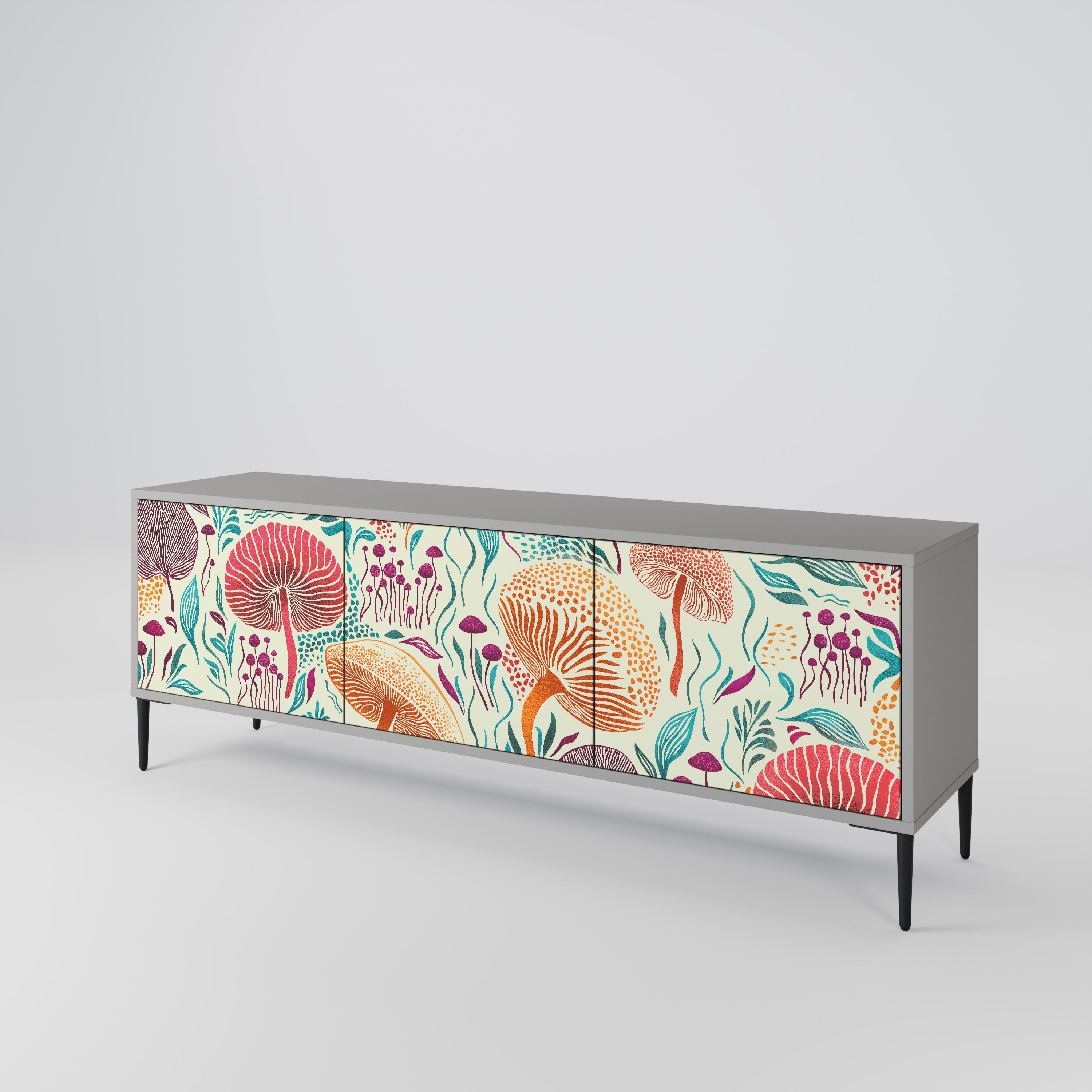 FUNGUS FANTASY 3-Door TV Stand in Grey Finish