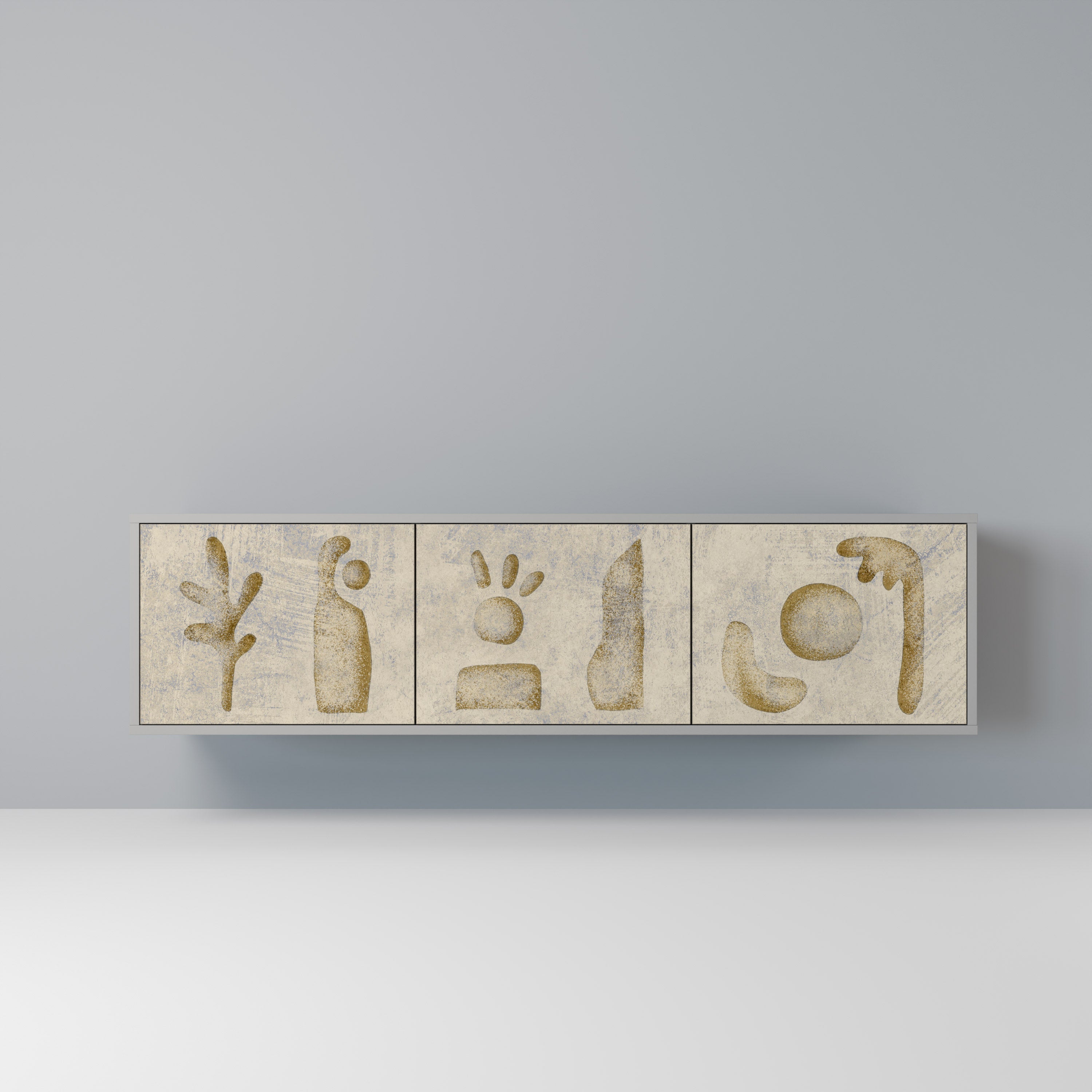 SAND SCULPTURES 3-Door TV Stand in Grey Finish