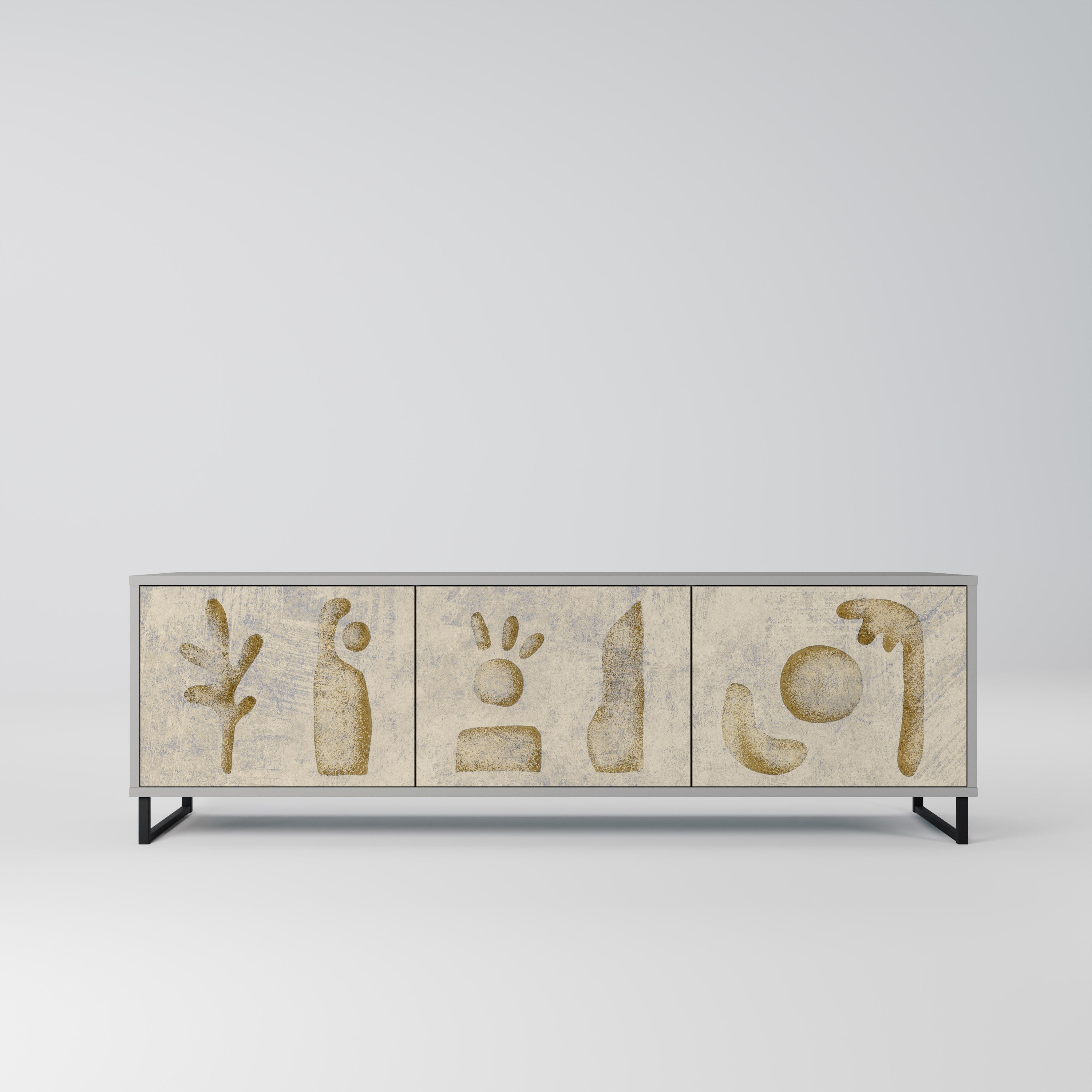 SAND SCULPTURES 3-Door TV Stand in Grey Finish