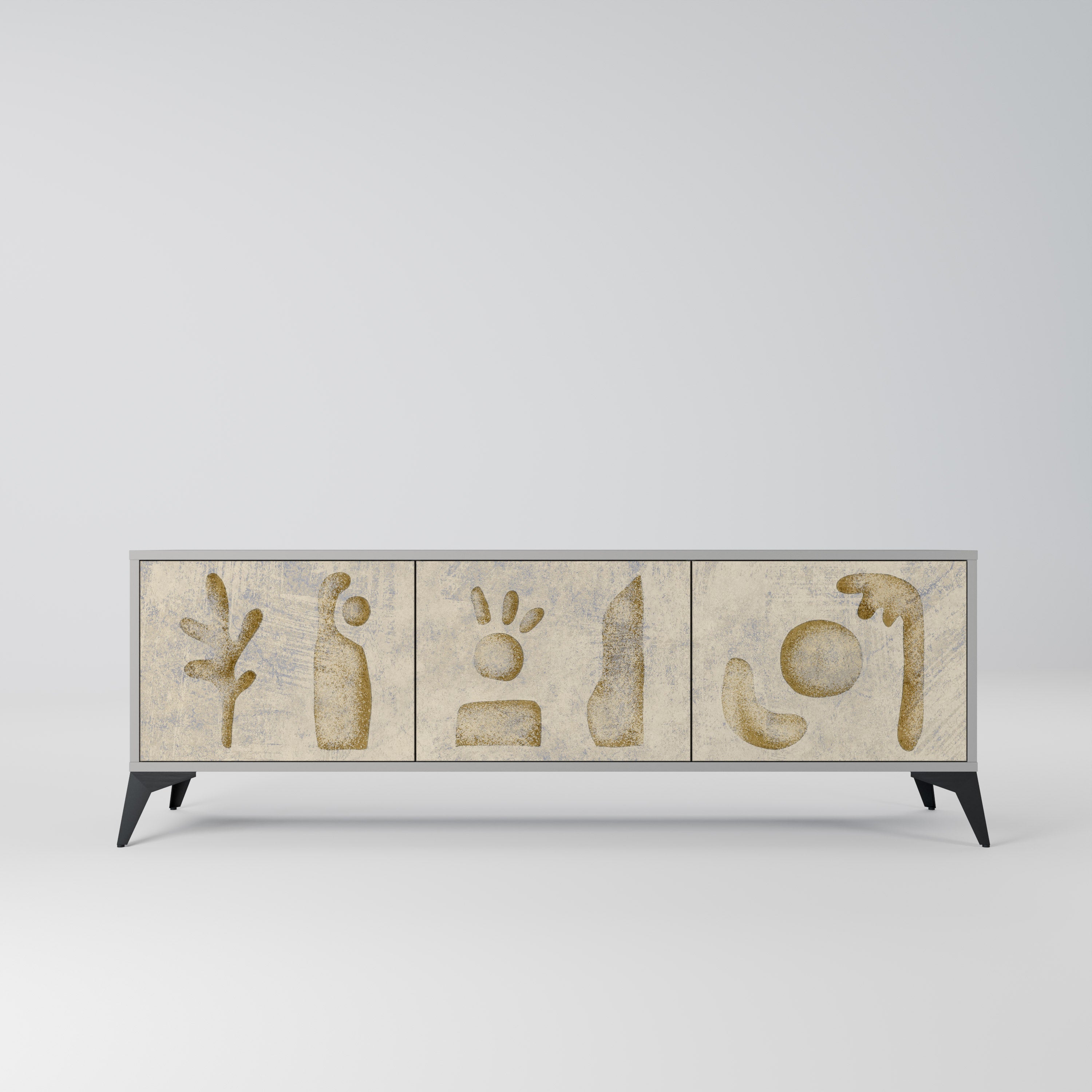 SAND SCULPTURES 3-Door TV Stand in Grey Finish