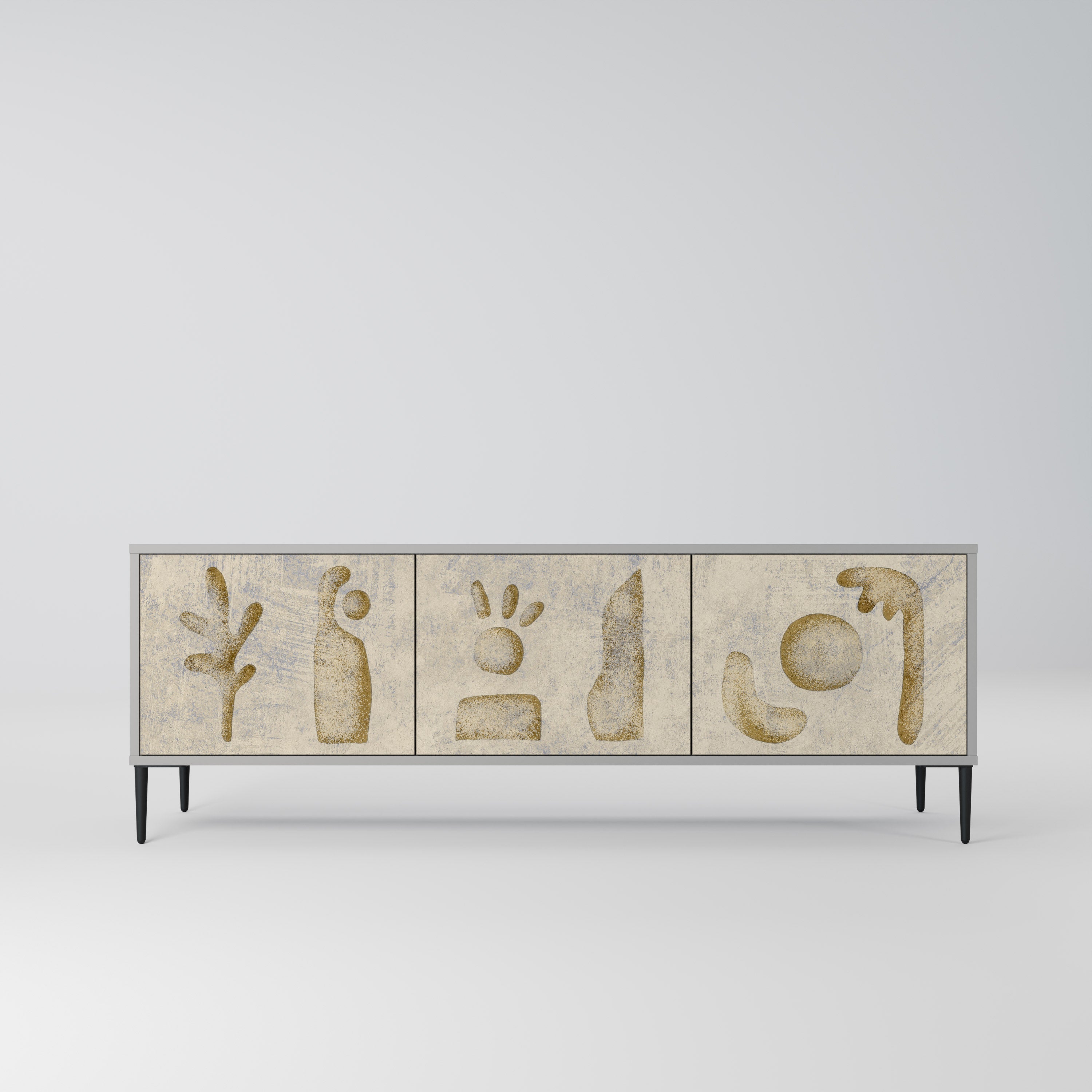 SAND SCULPTURES 3-Door TV Stand in Grey Finish