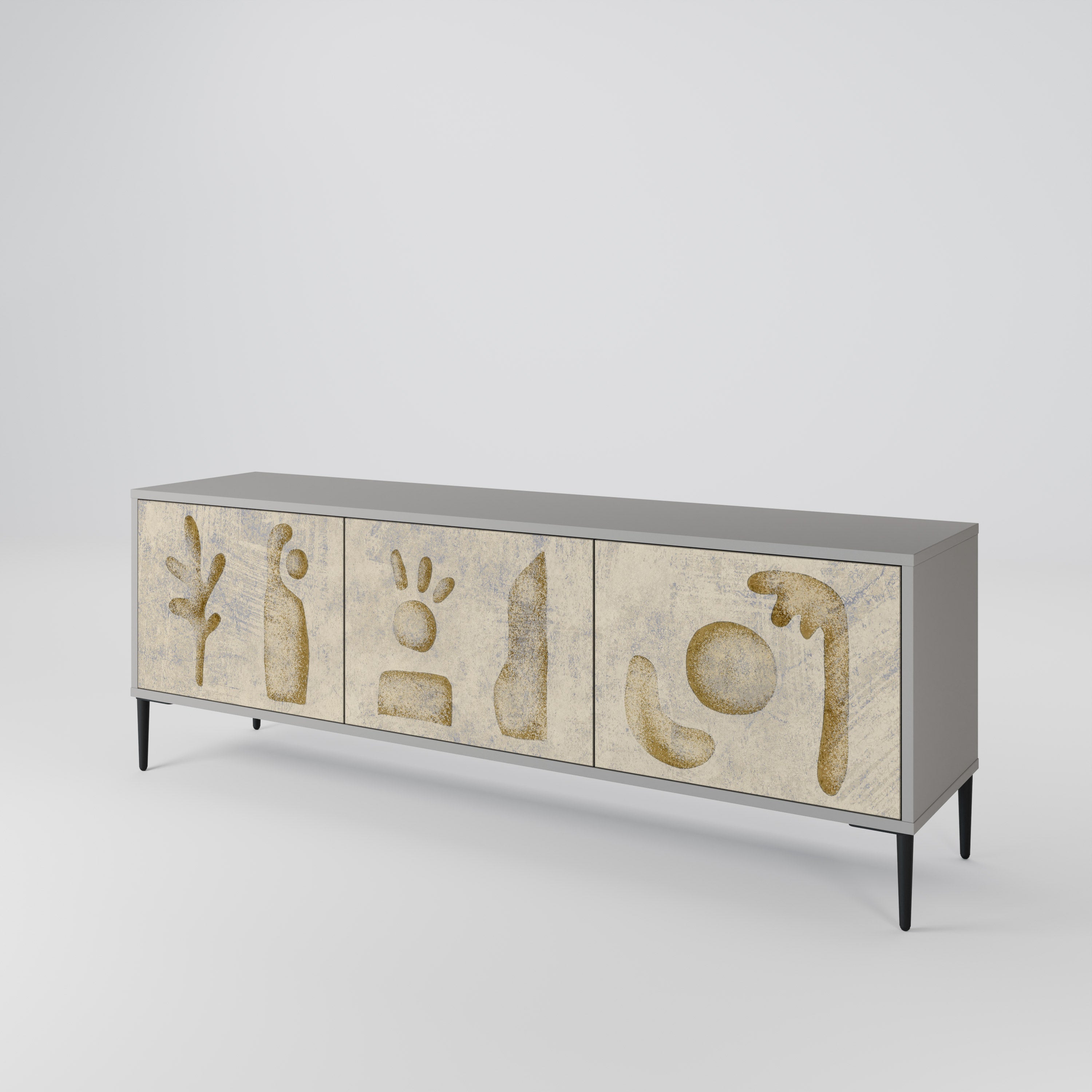 SAND SCULPTURES 3-Door TV Stand in Grey Finish