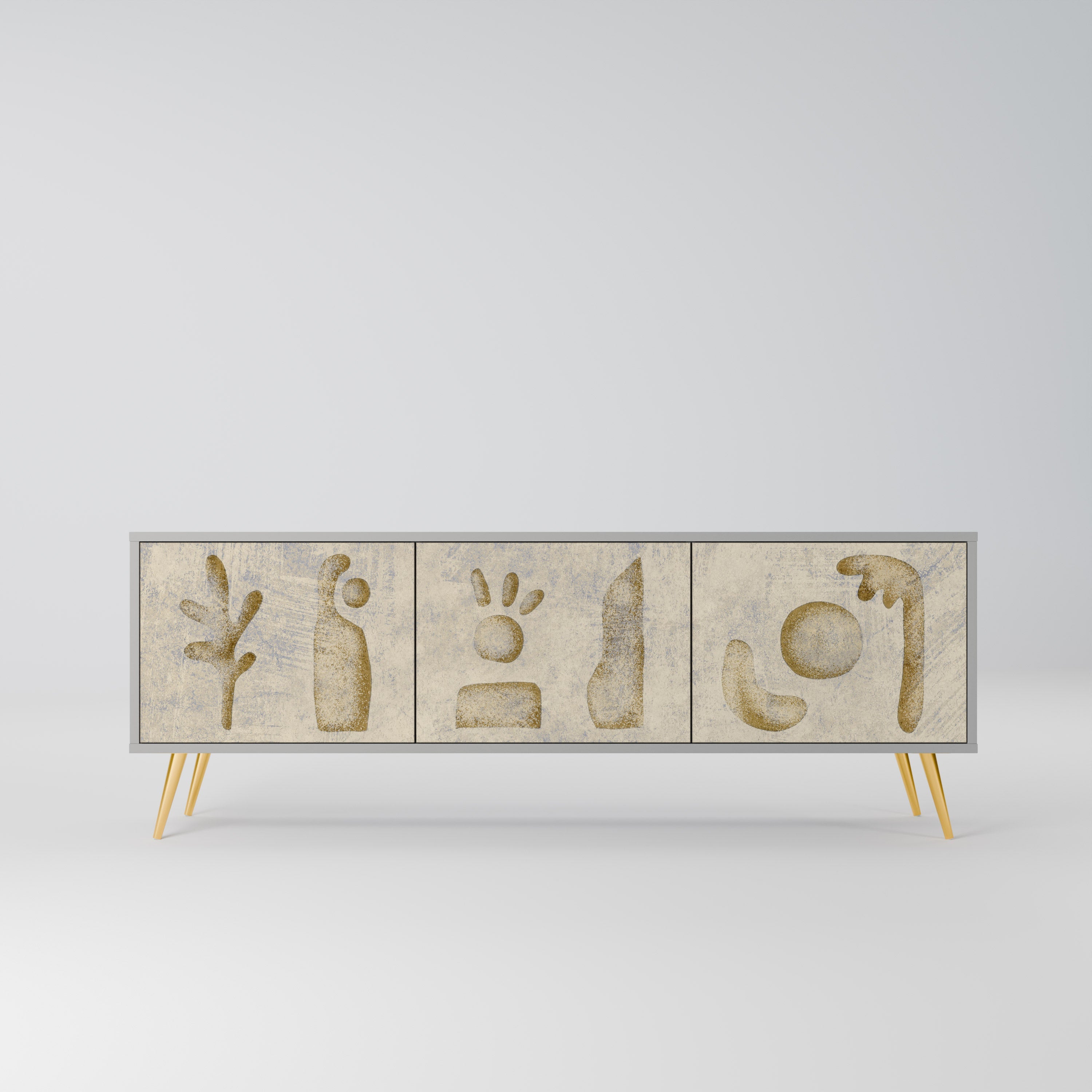 SAND SCULPTURES 3-Door TV Stand in Grey Finish