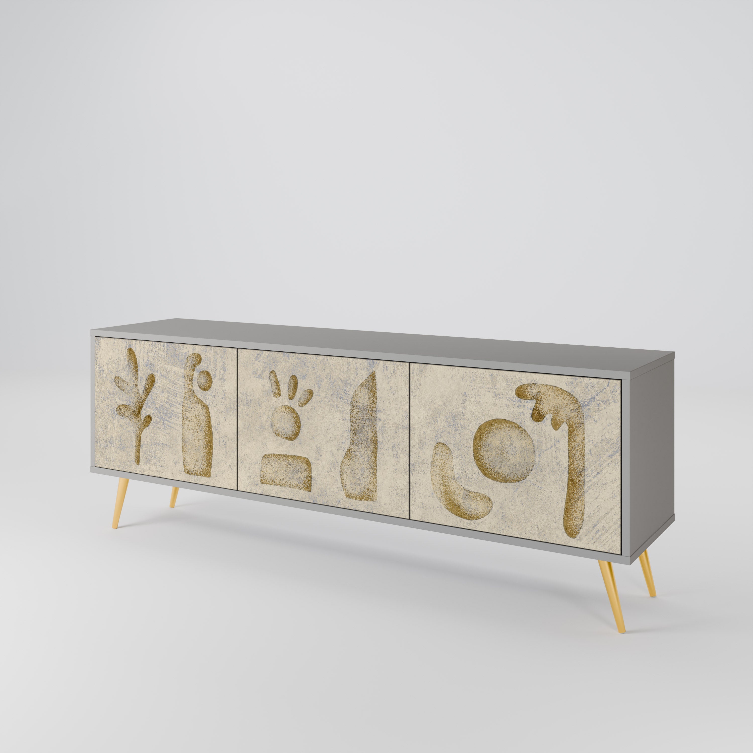 SAND SCULPTURES 3-Door TV Stand in Grey Finish