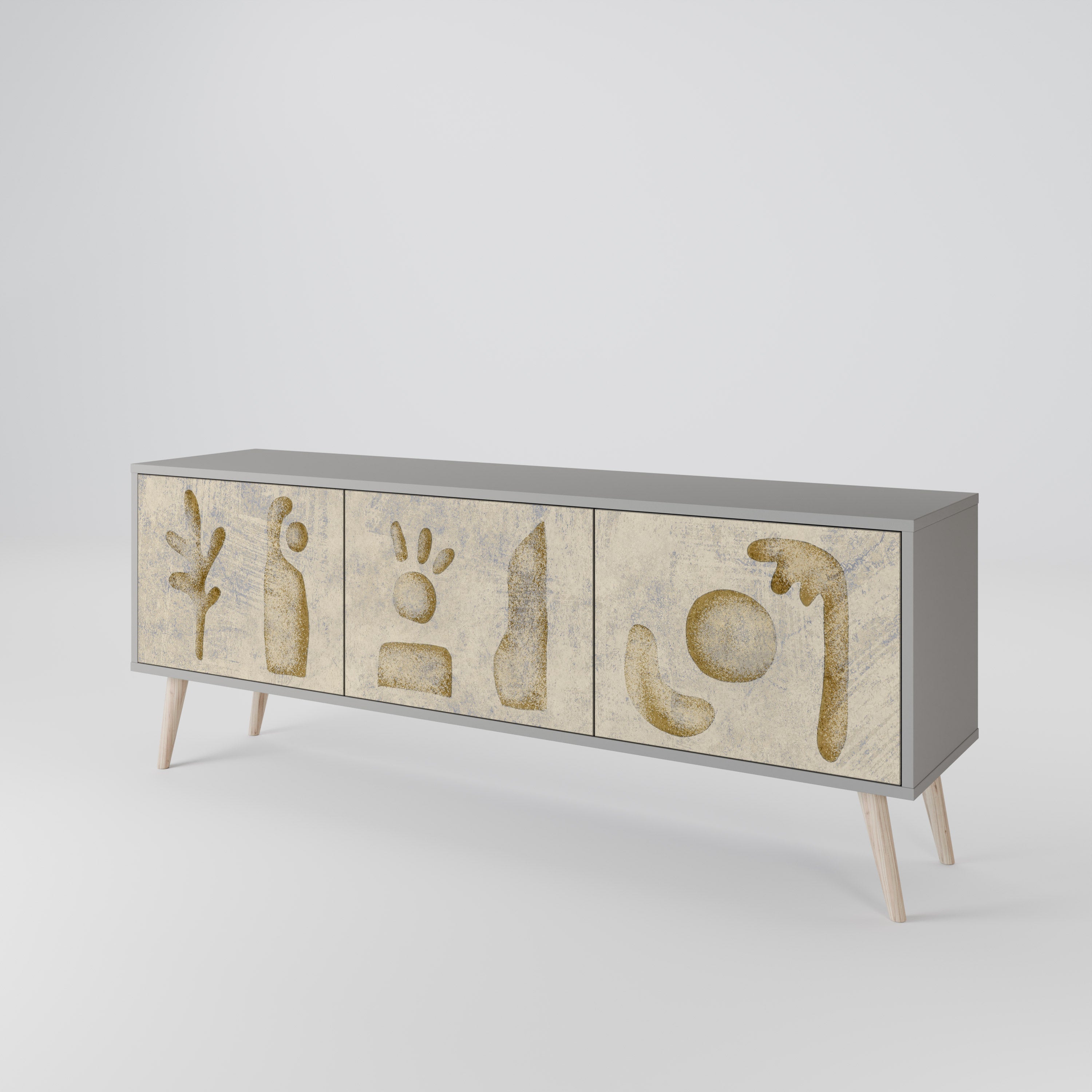 SAND SCULPTURES 3-Door TV Stand in Grey Finish