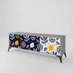 CITRUS BLACK AND WHITE 3-Door TV Stand in Grey Finish