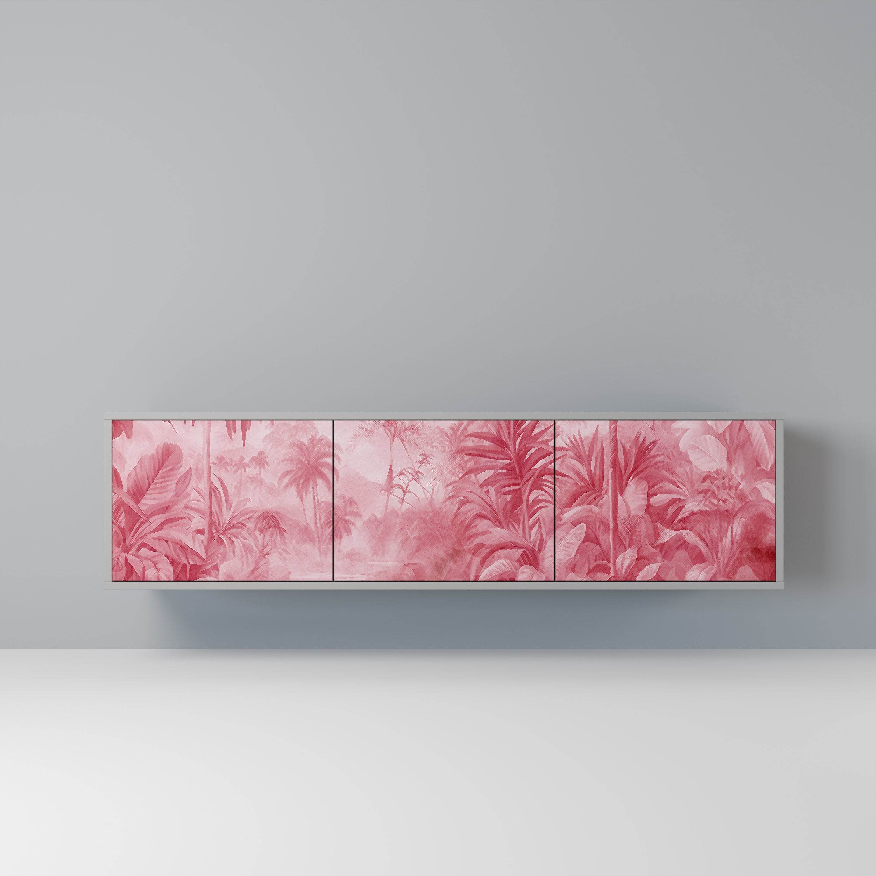 SWEET TROPICS 3-Door TV Stand in Grey Finish