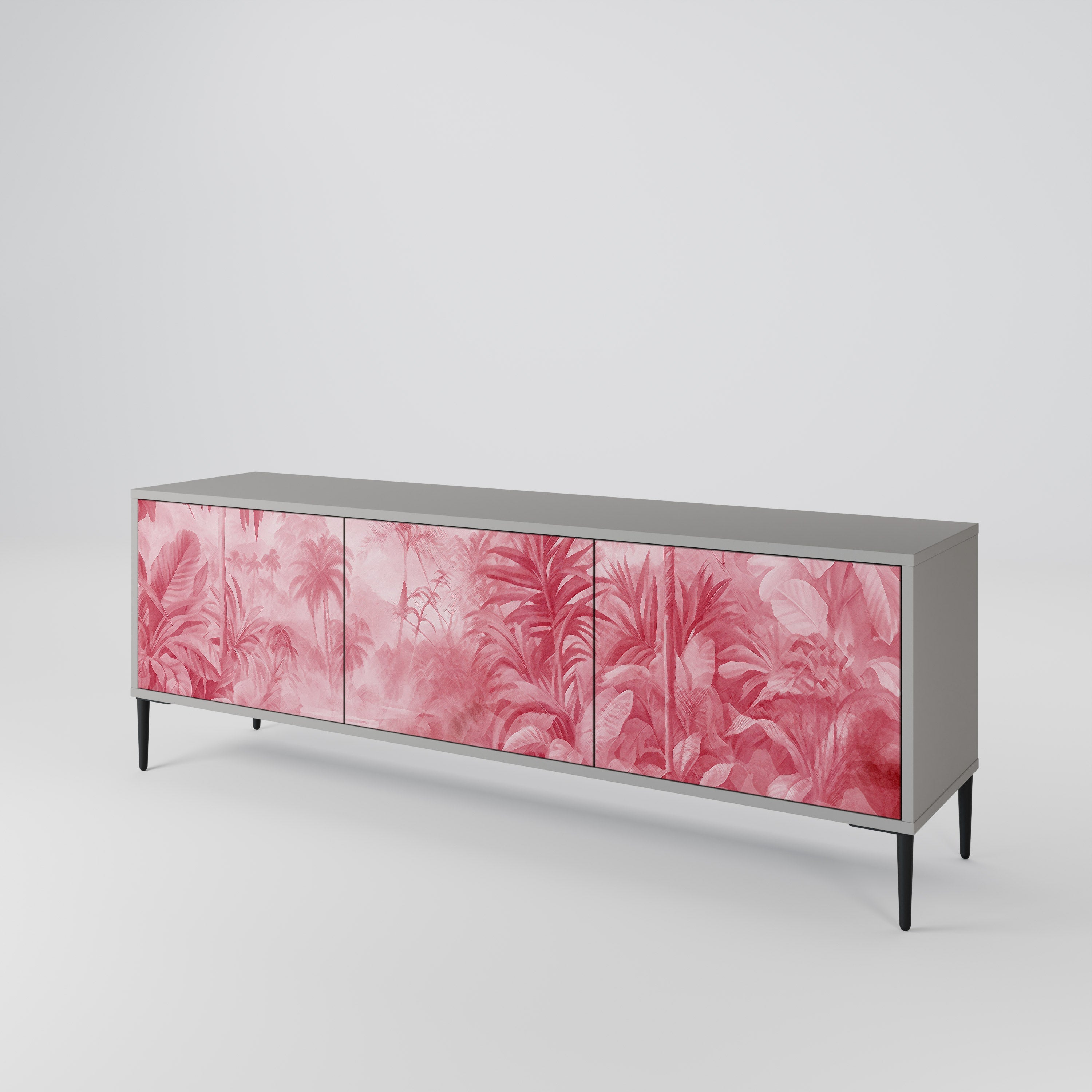 SWEET TROPICS 3-Door TV Stand in Grey Finish