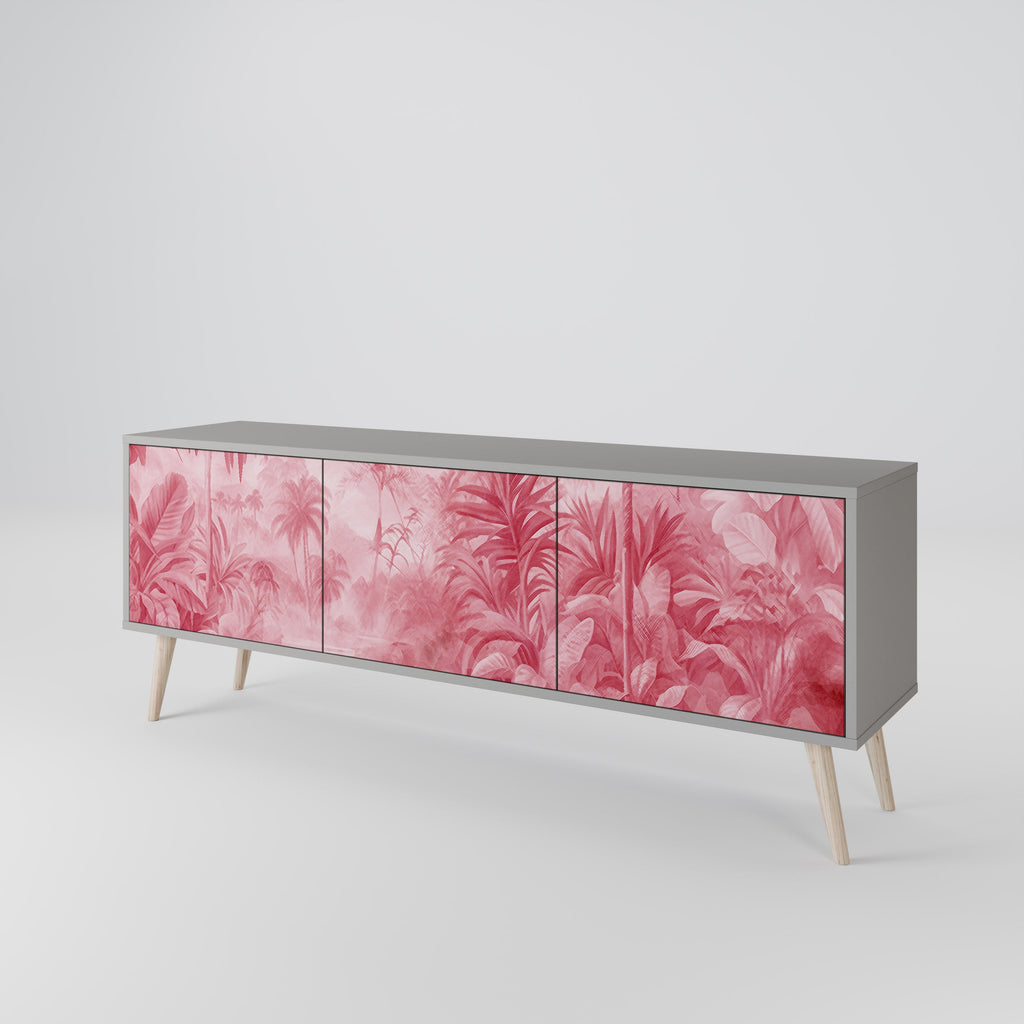 SWEET TROPICS 3-Door TV Stand in Grey Finish