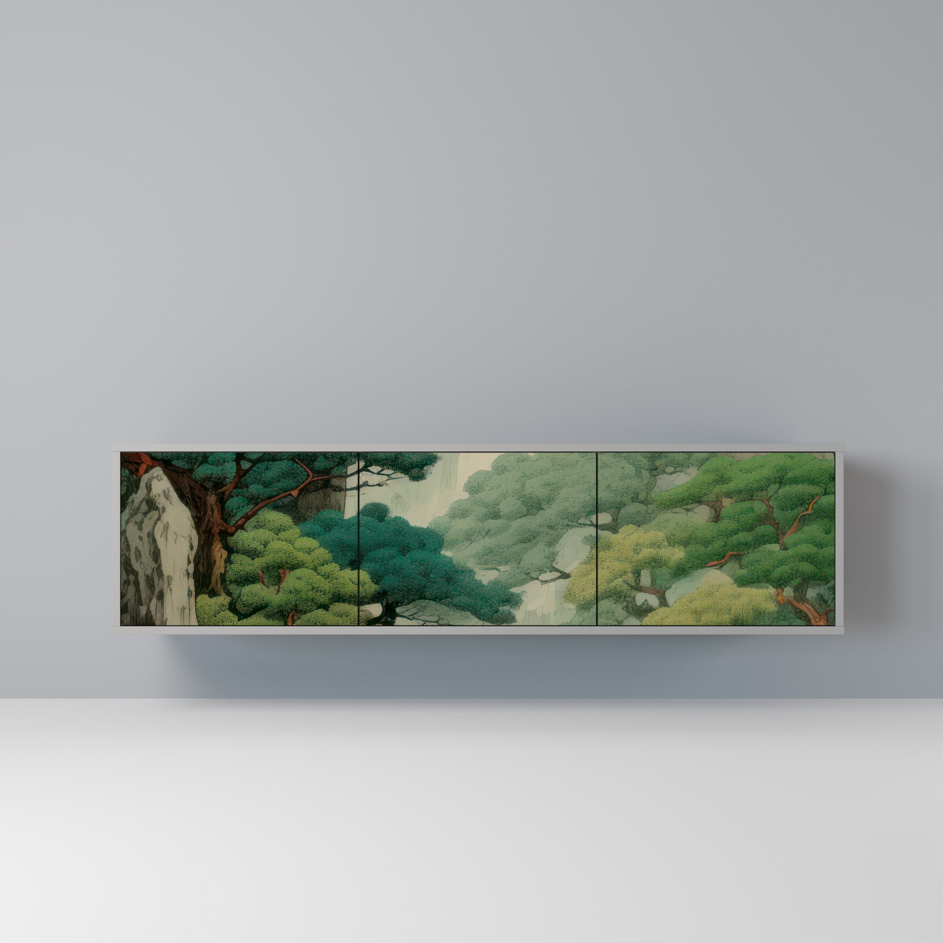 VERDURE ABYSS 3-Door TV Stand in Grey Finish