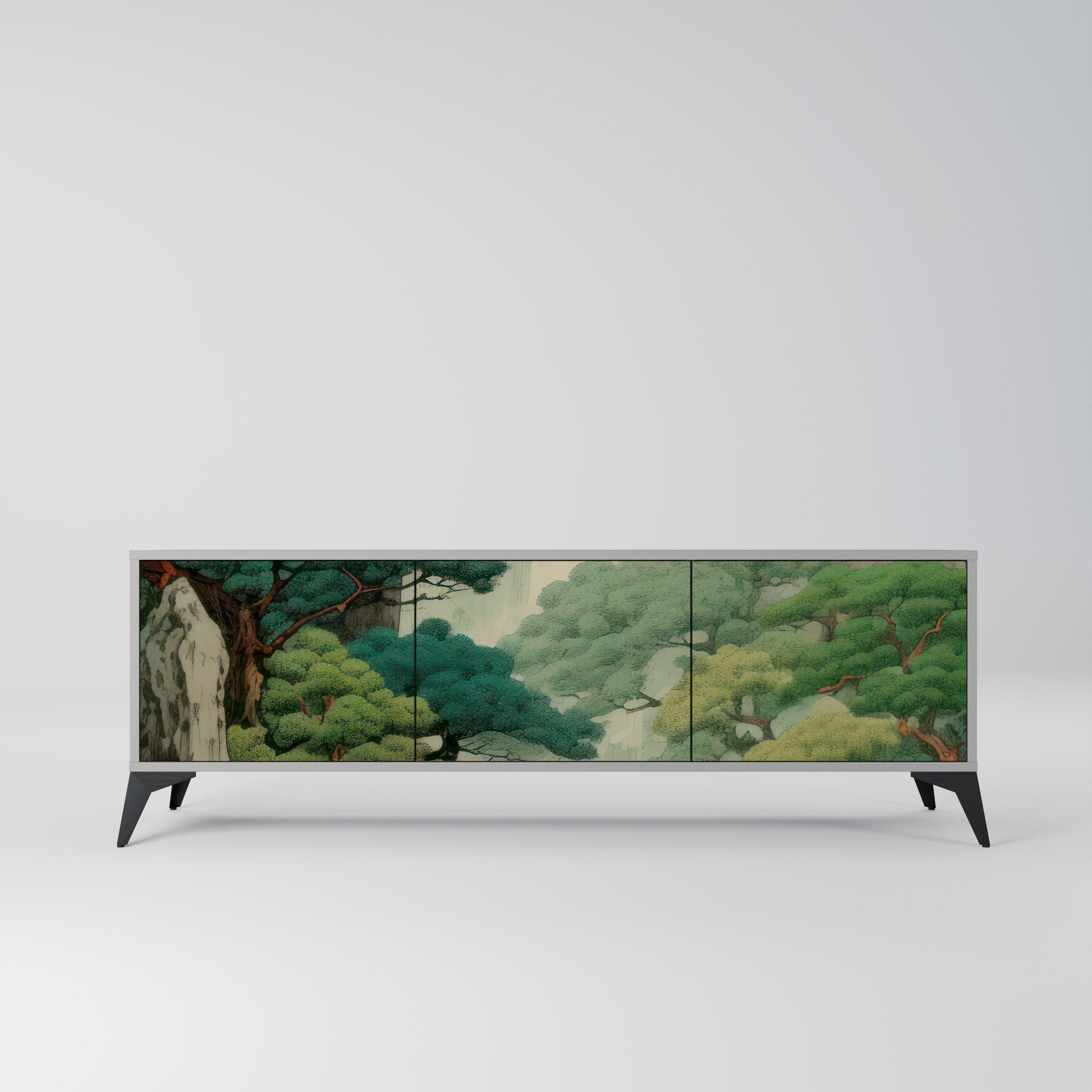 VERDURE ABYSS 3-Door TV Stand in Grey Finish