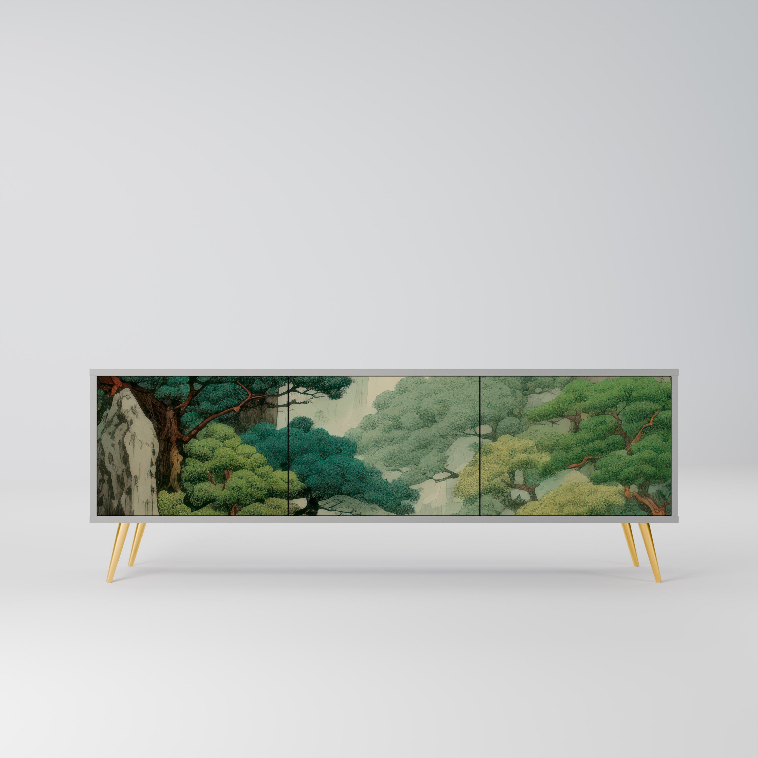 VERDURE ABYSS 3-Door TV Stand in Grey Finish