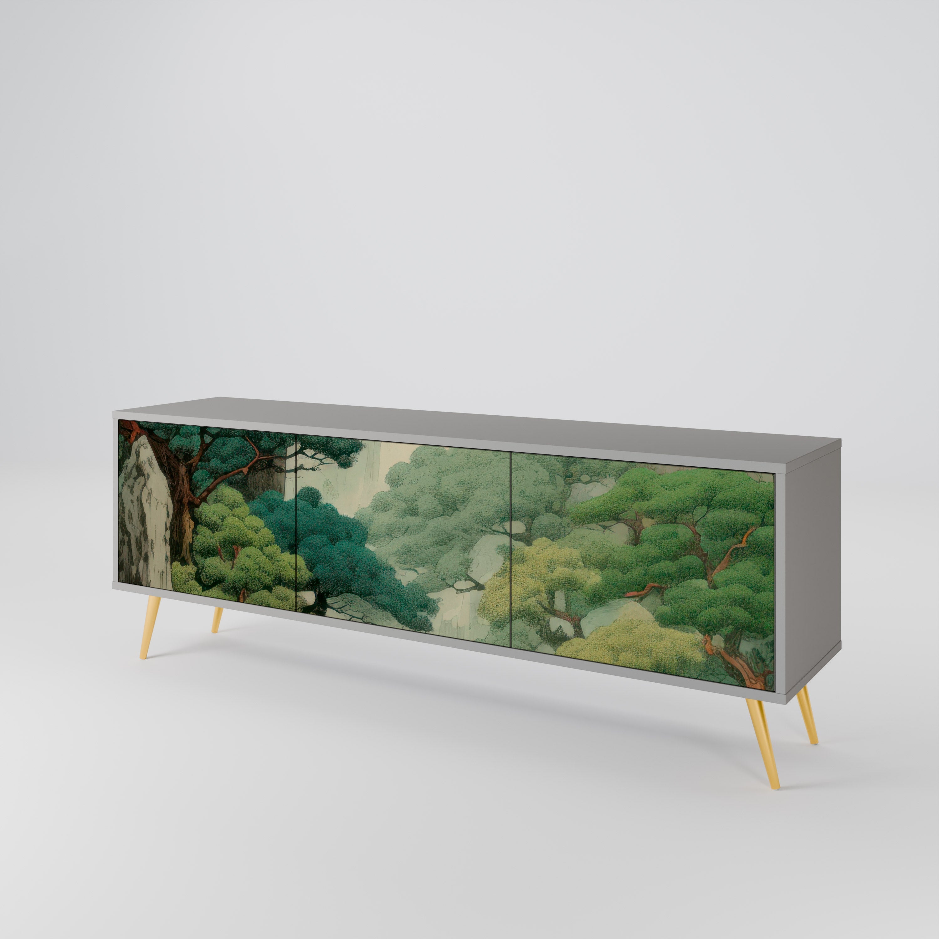 VERDURE ABYSS 3-Door TV Stand in Grey Finish