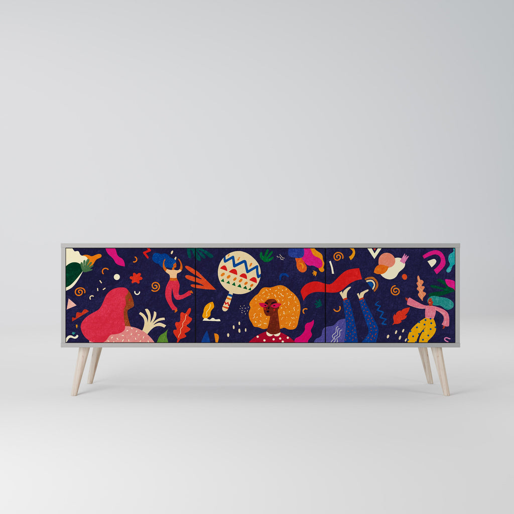 FESTIVE PLEASURES TV-Lowboard mit 3 Türen in Grau