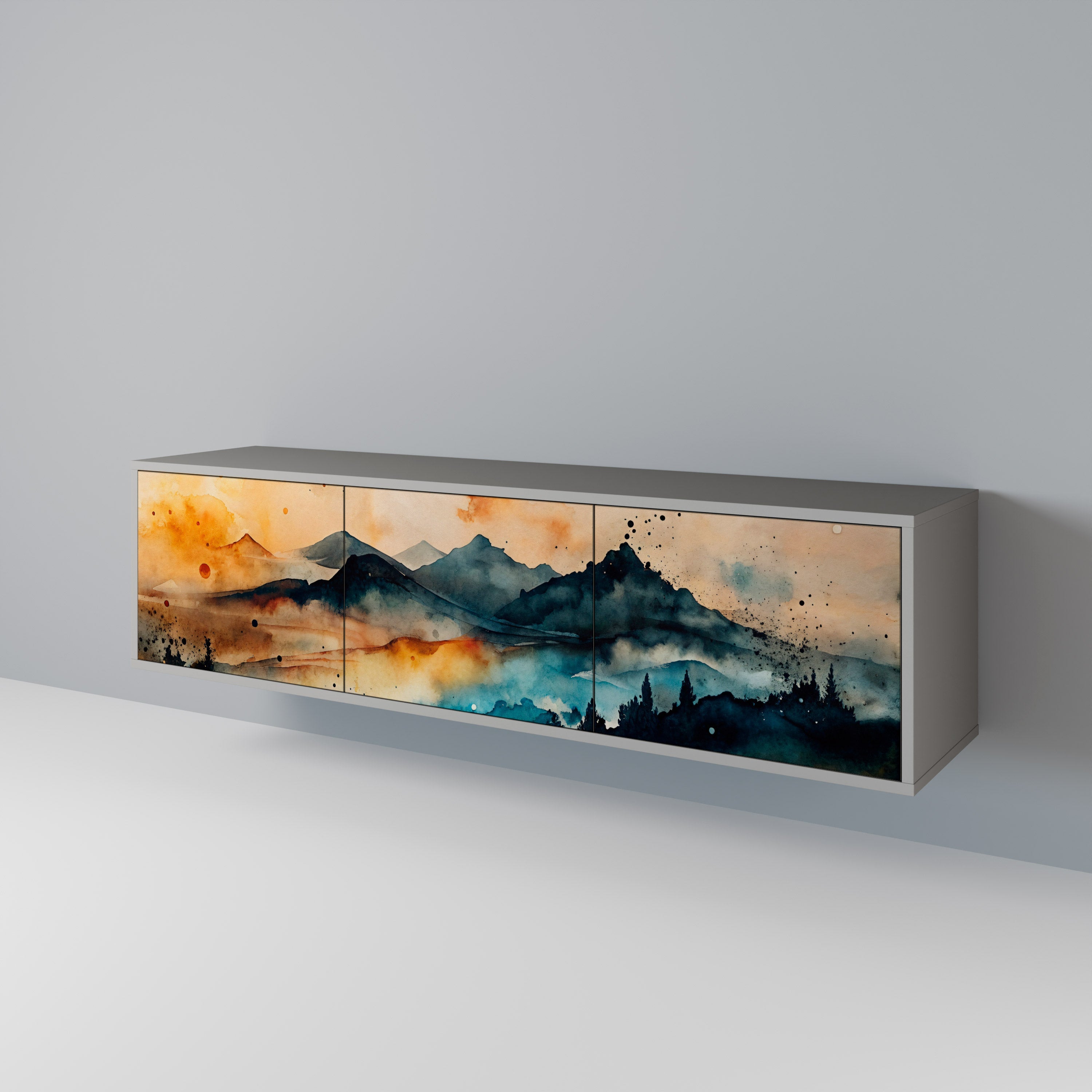 OMINOUS MOUNTAINS TV-Lowboard mit 3 Türen in Grau