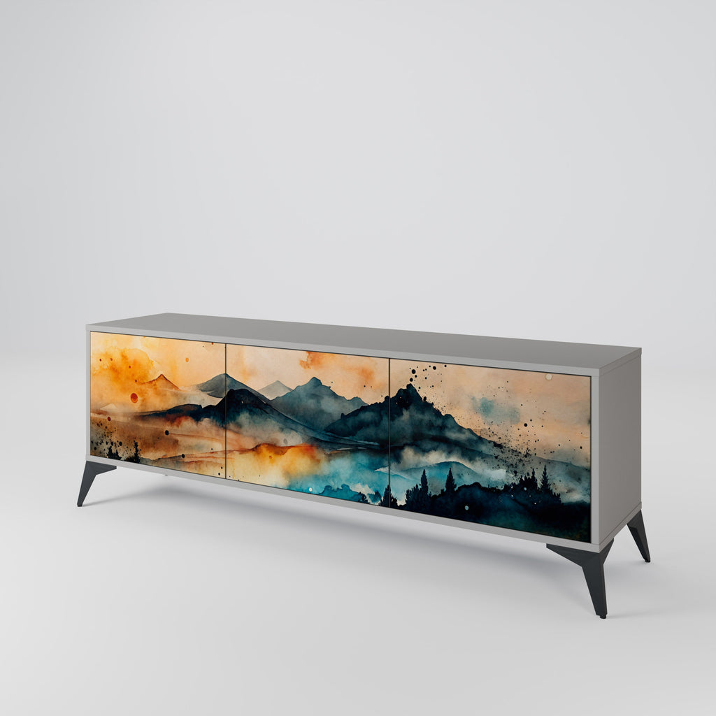 OMINOUS MOUNTAINS TV-Lowboard mit 3 Türen in Grau