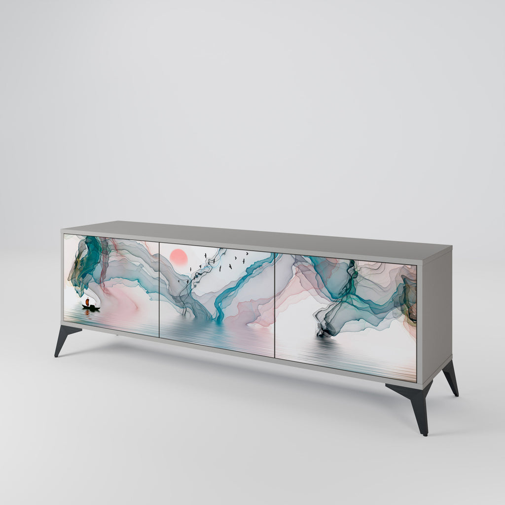 VELVET CROSSING TV-Lowboard mit 3 Türen in Grau