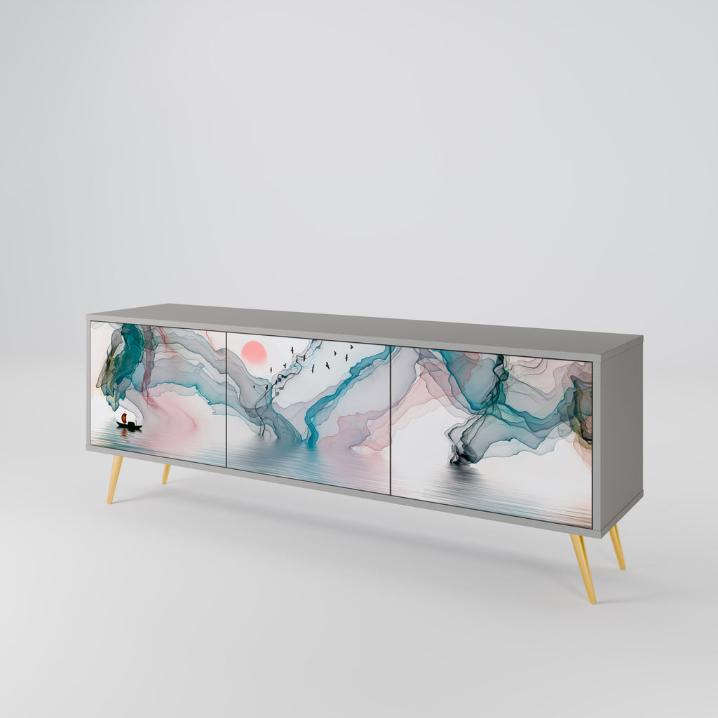 VELVET CROSSING TV-Lowboard mit 3 Türen in Grau