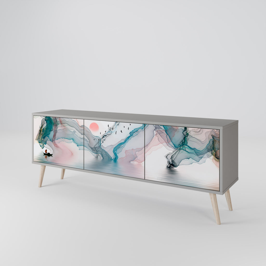 VELVET CROSSING TV-Lowboard mit 3 Türen in Grau