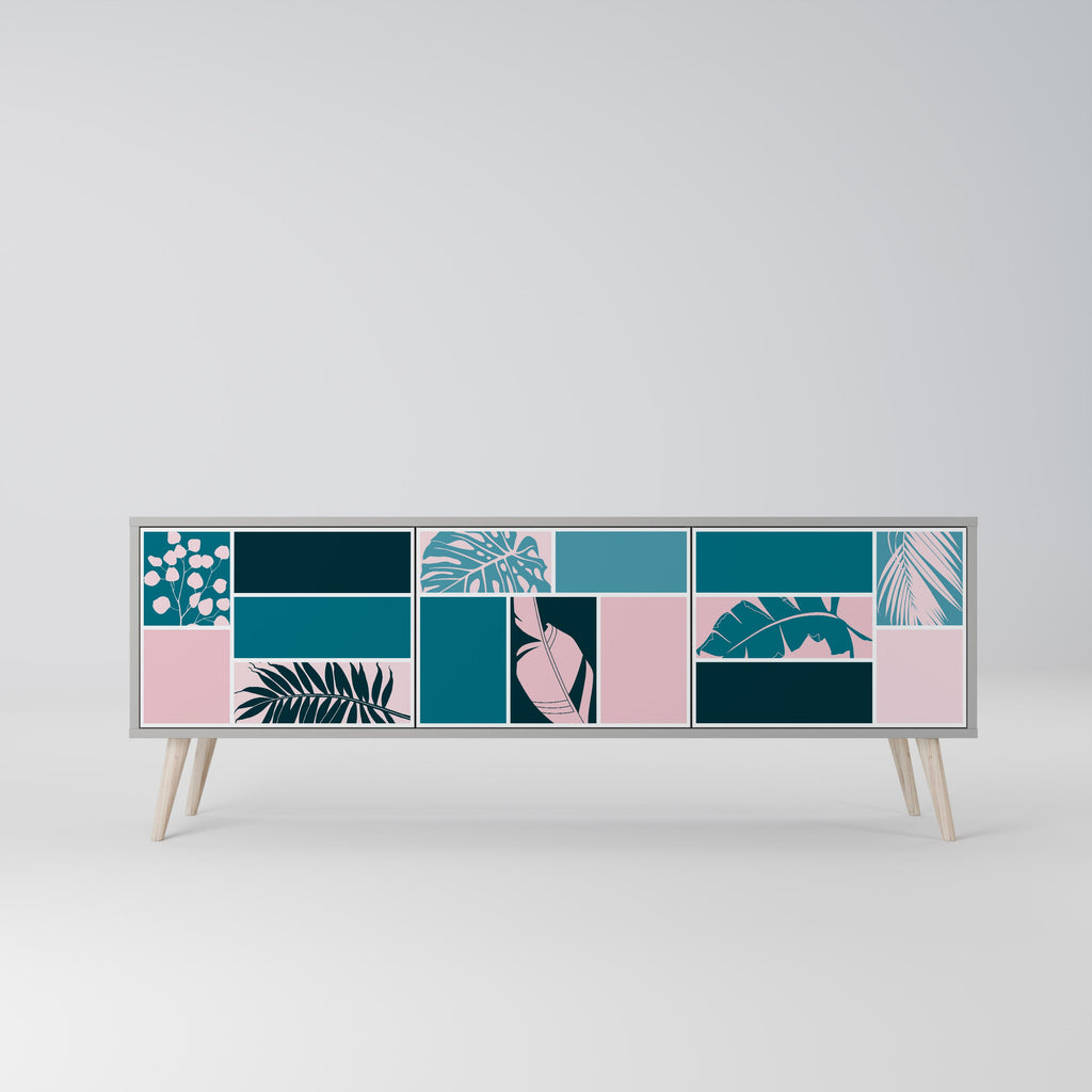 COMBINATION OF SHAPES 3-Door TV Stand in Grey Finish