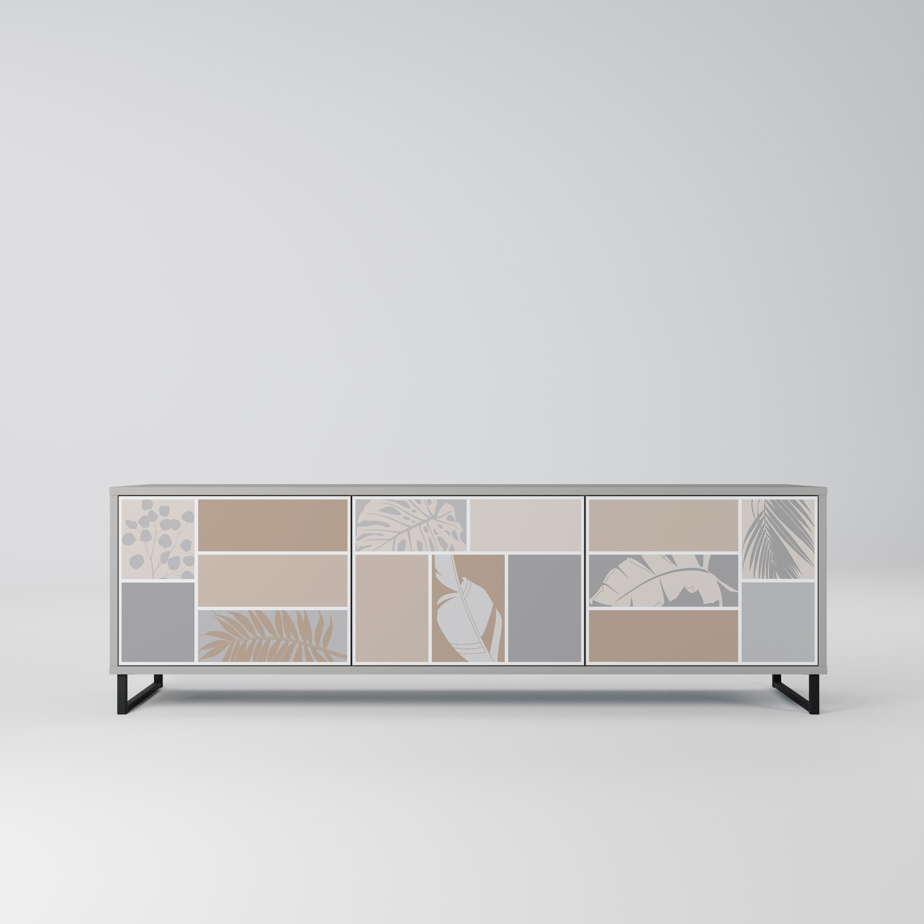 TROPICAL SHAPES 3-Door TV Stand in Grey Finish