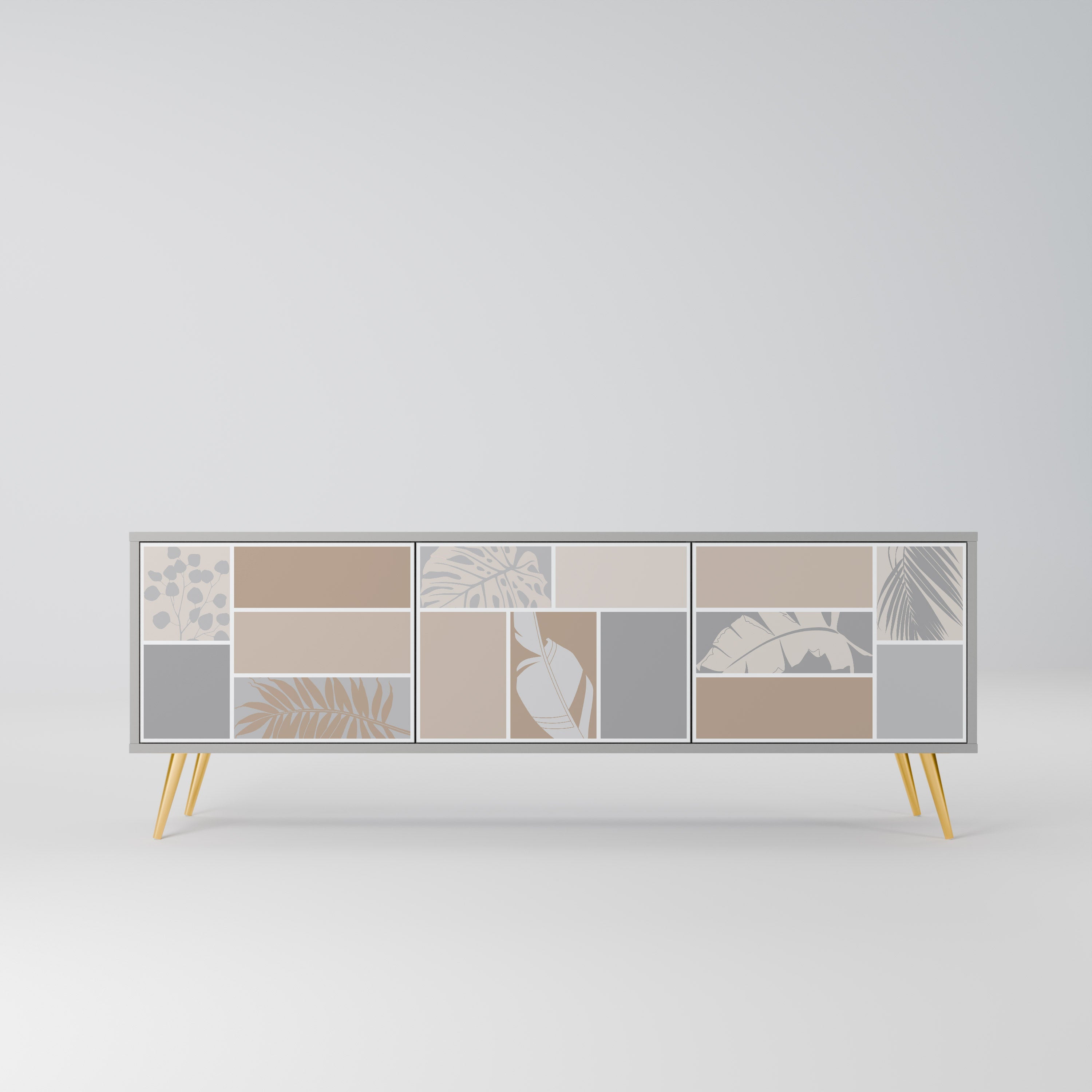 TROPICAL SHAPES 3-Door TV Stand in Grey Finish