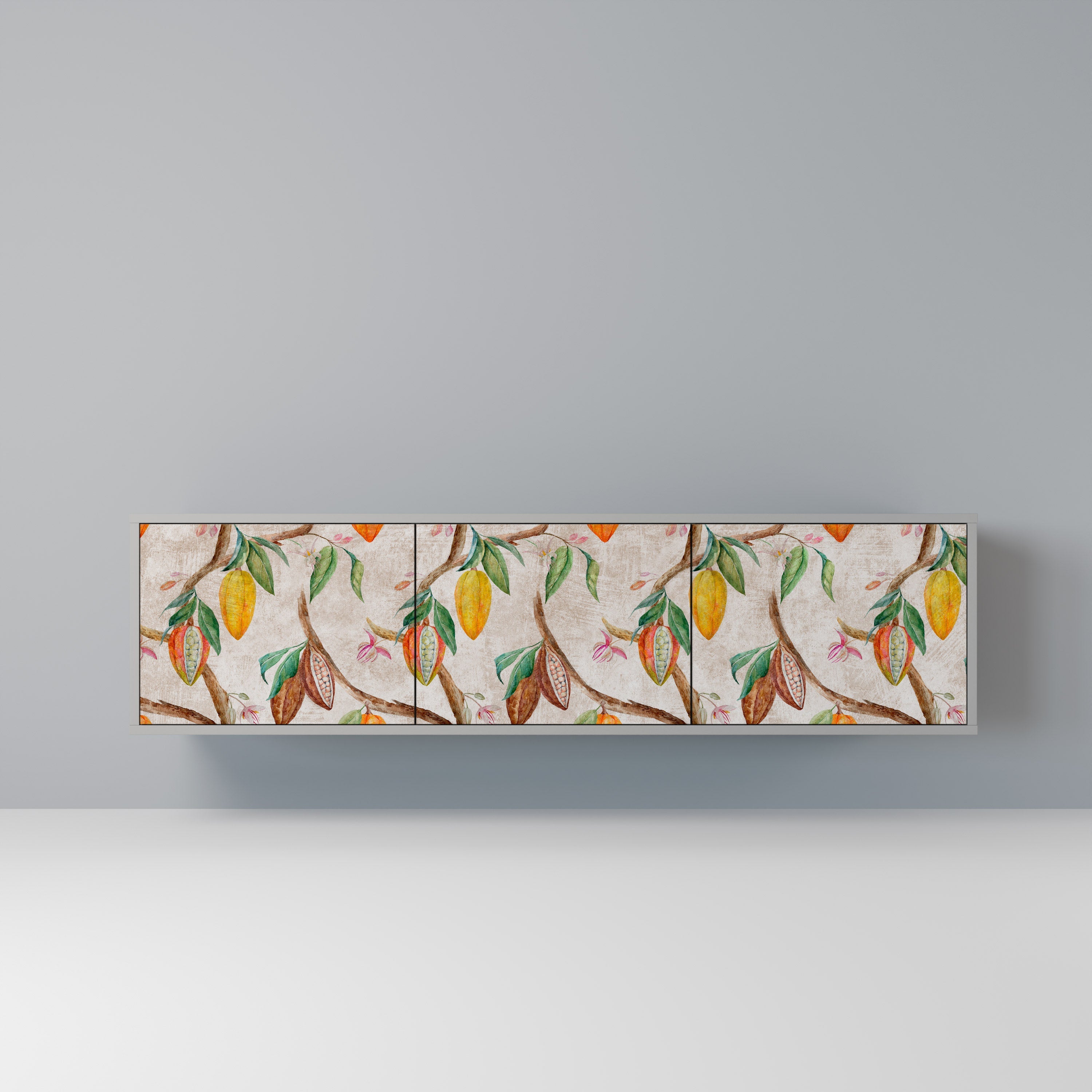 COCOA FRUITS 3-Door TV Stand in Grey Finish