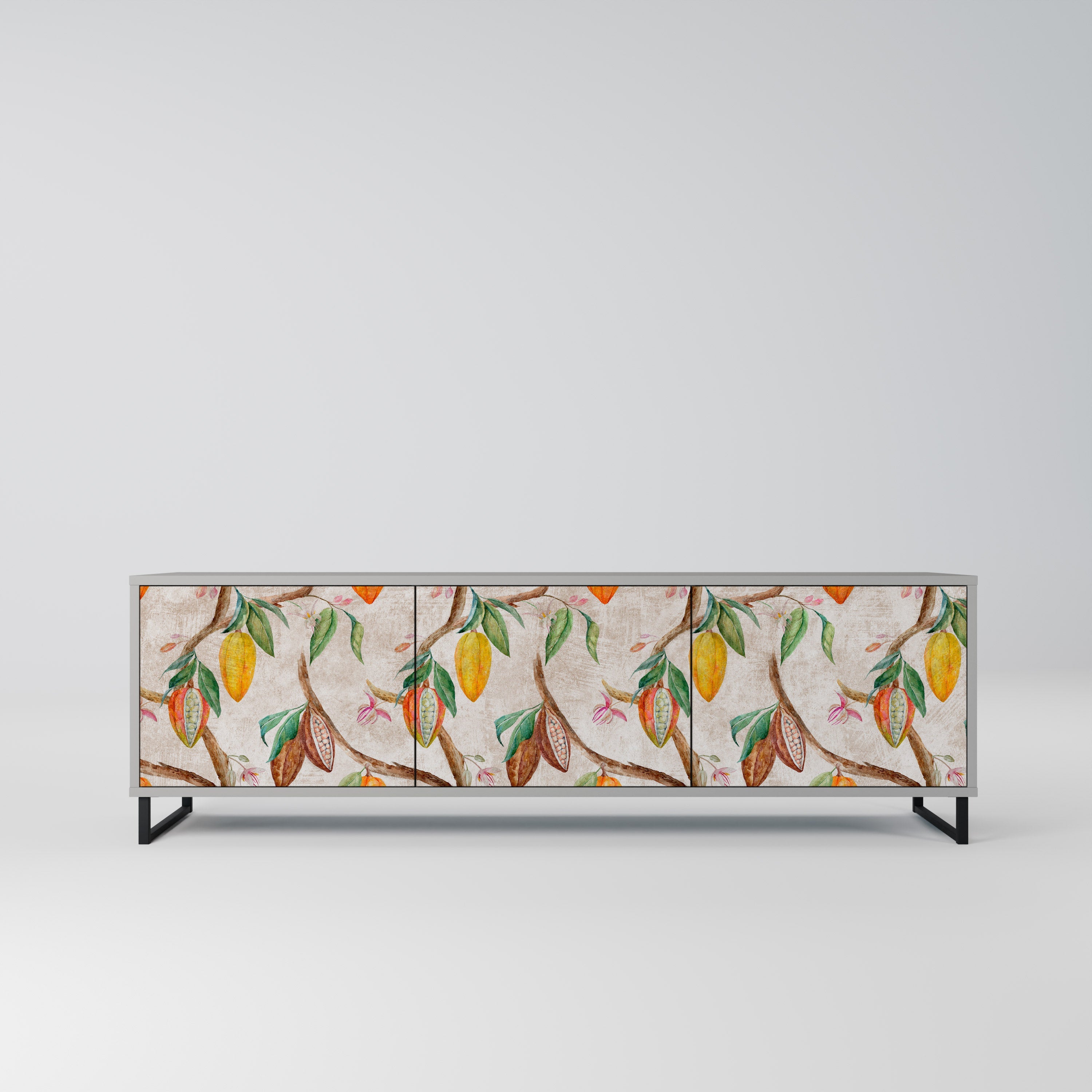 COCOA FRUITS 3-Door TV Stand in Grey Finish