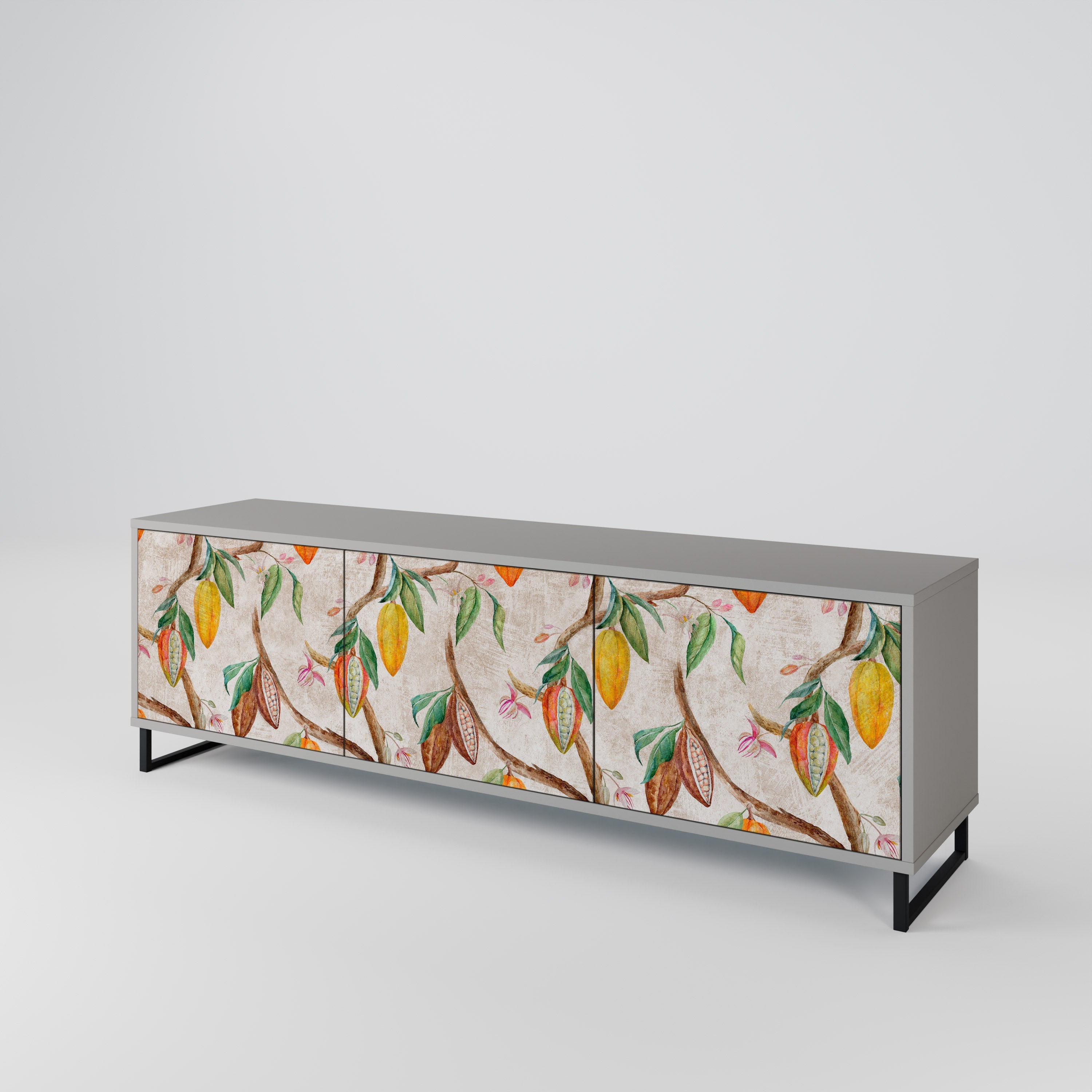 COCOA FRUITS 3-Door TV Stand in Grey Finish