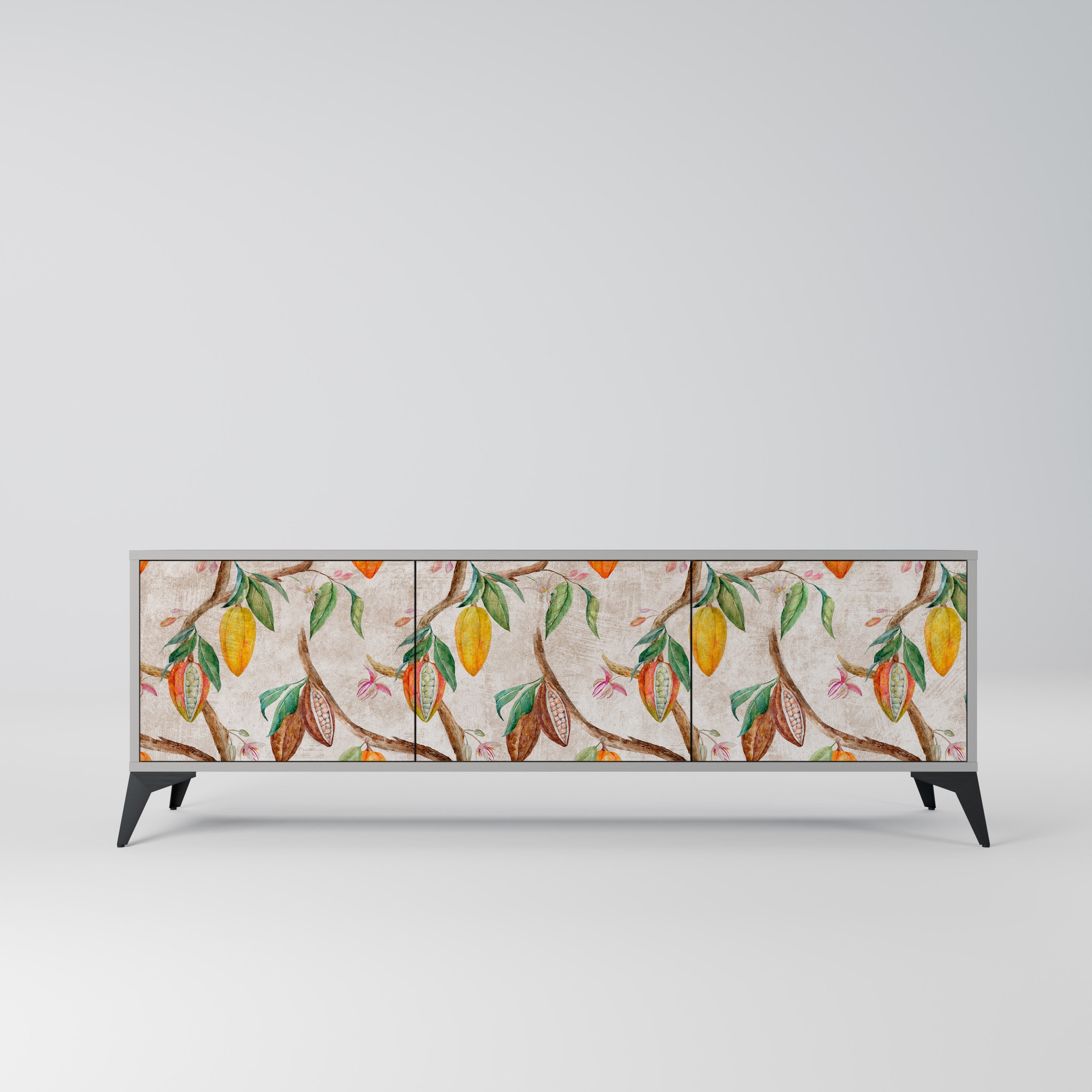 COCOA FRUITS 3-Door TV Stand in Grey Finish