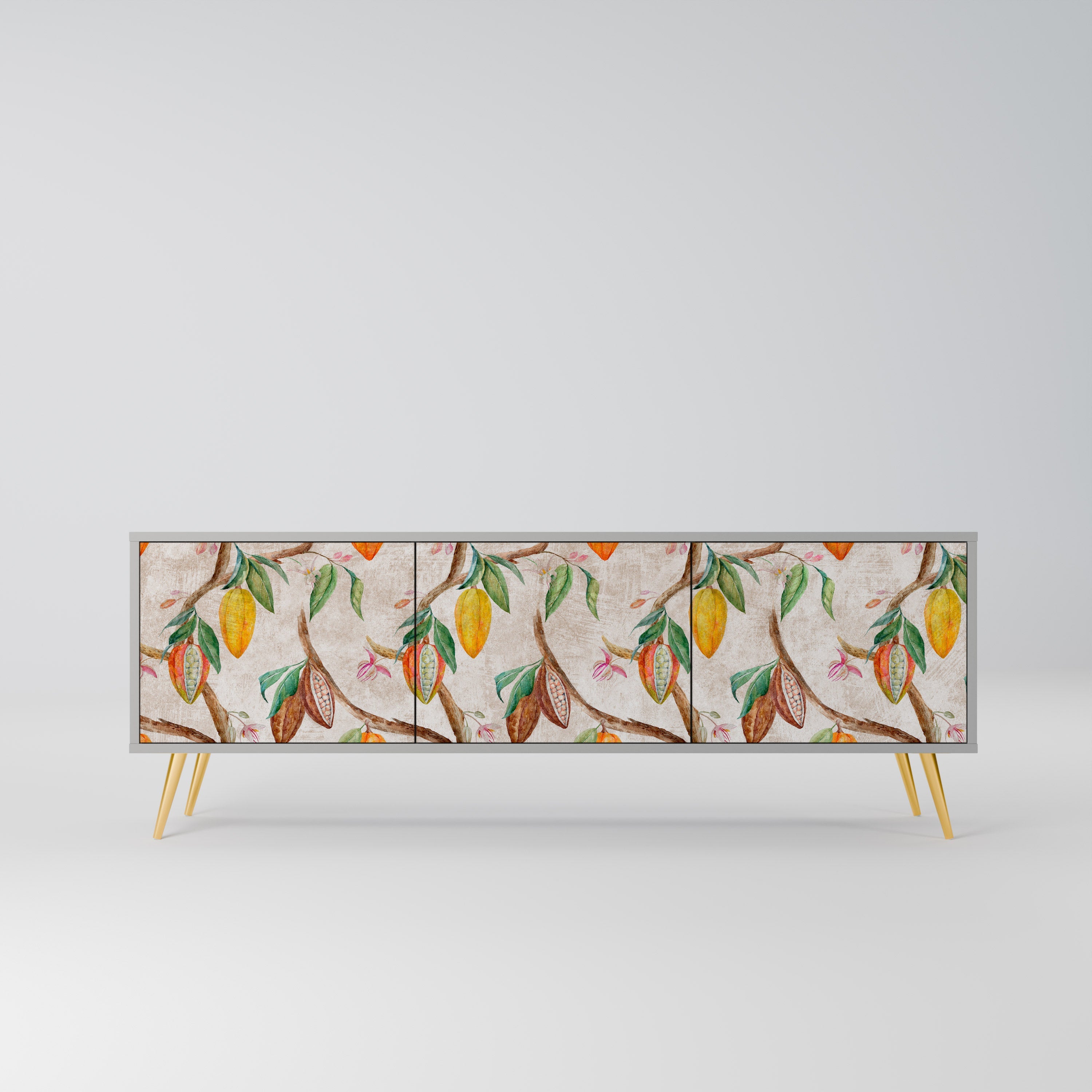 COCOA FRUITS 3-Door TV Stand in Grey Finish