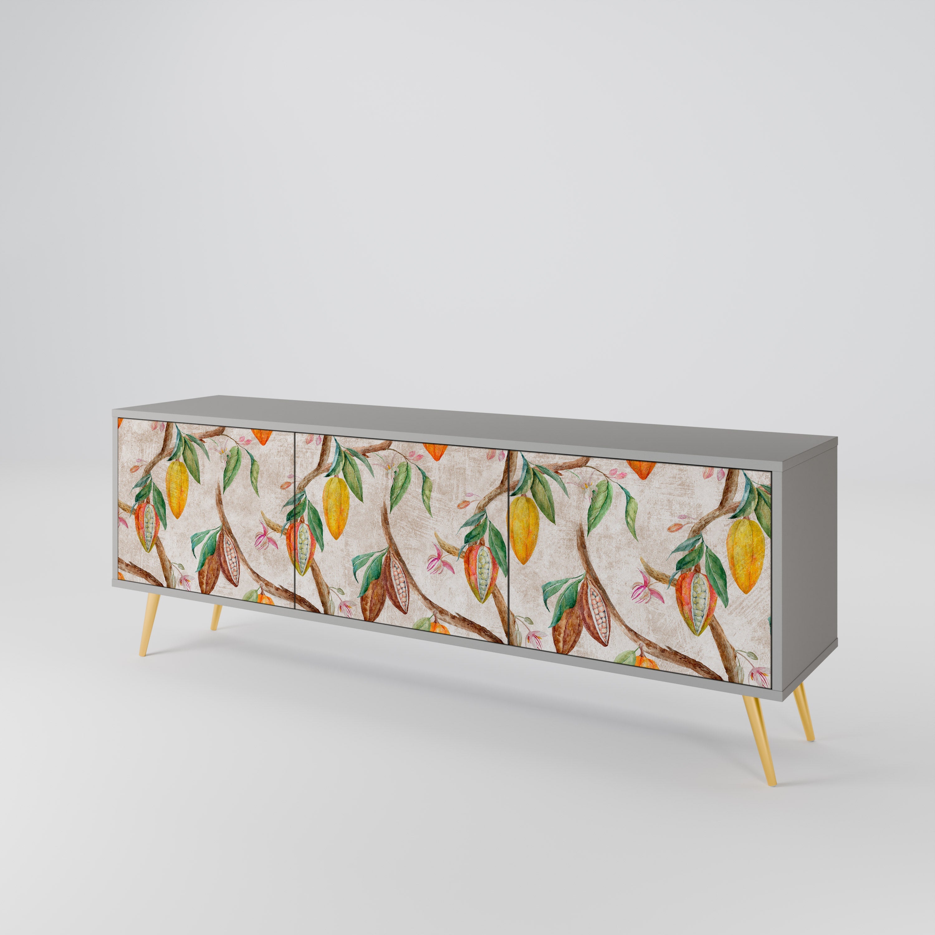 COCOA FRUITS 3-Door TV Stand in Grey Finish