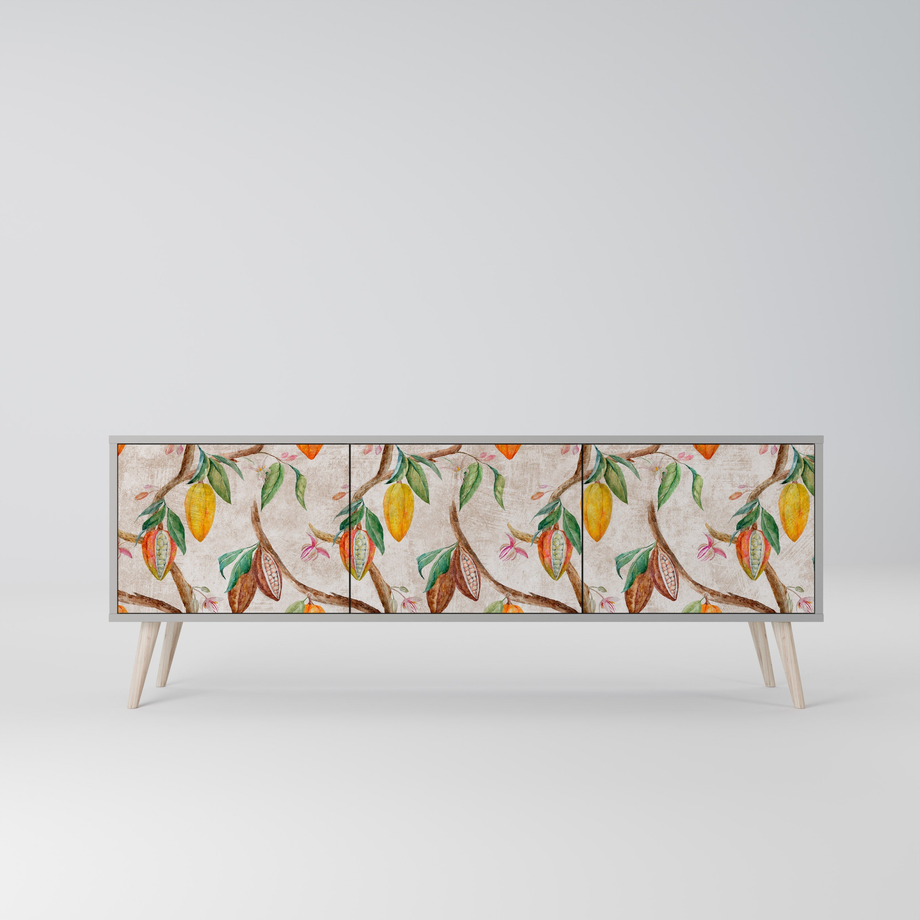 COCOA FRUITS 3-Door TV Stand in Grey Finish