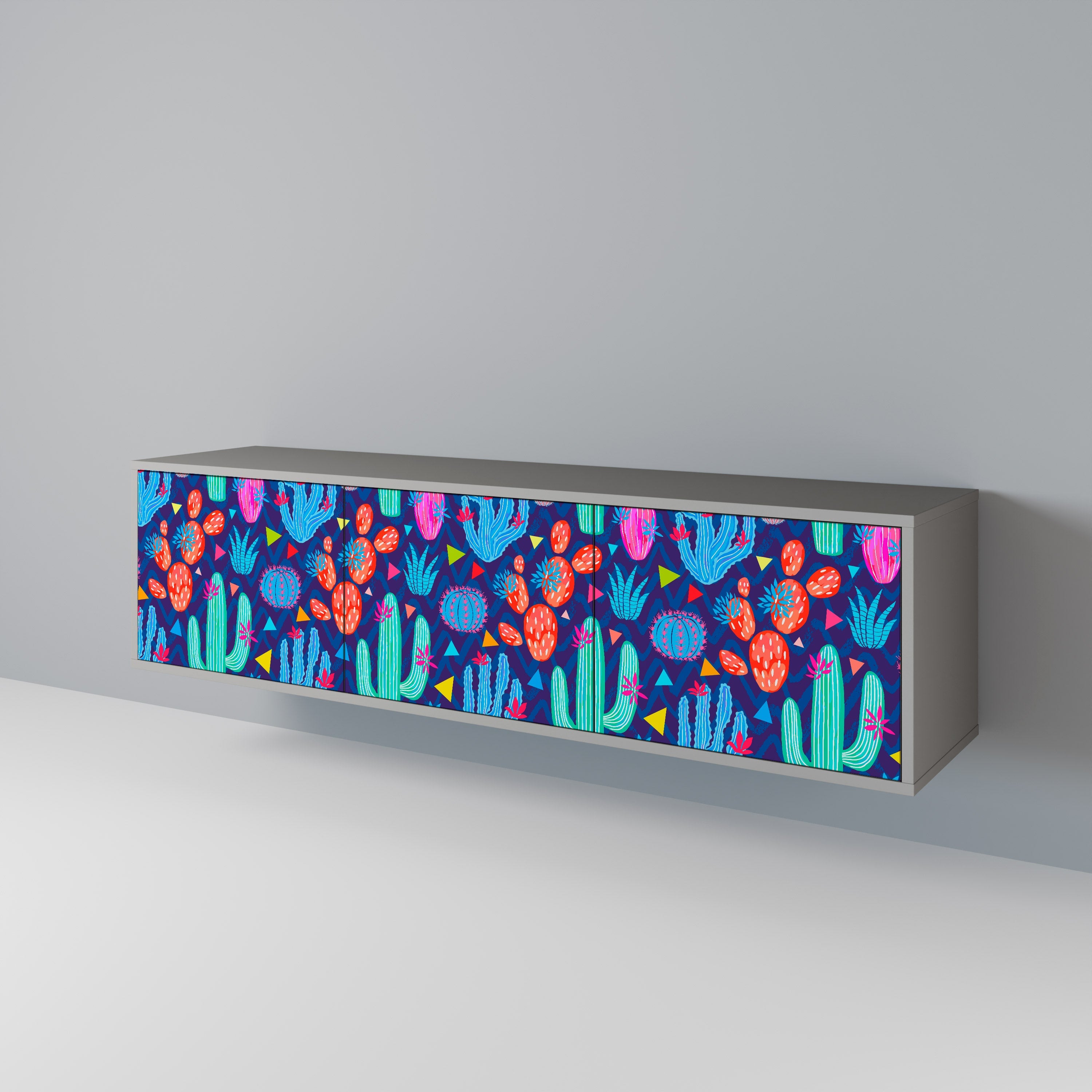CACTUS VIBES TV-Lowboard mit 3 Türen in Grau