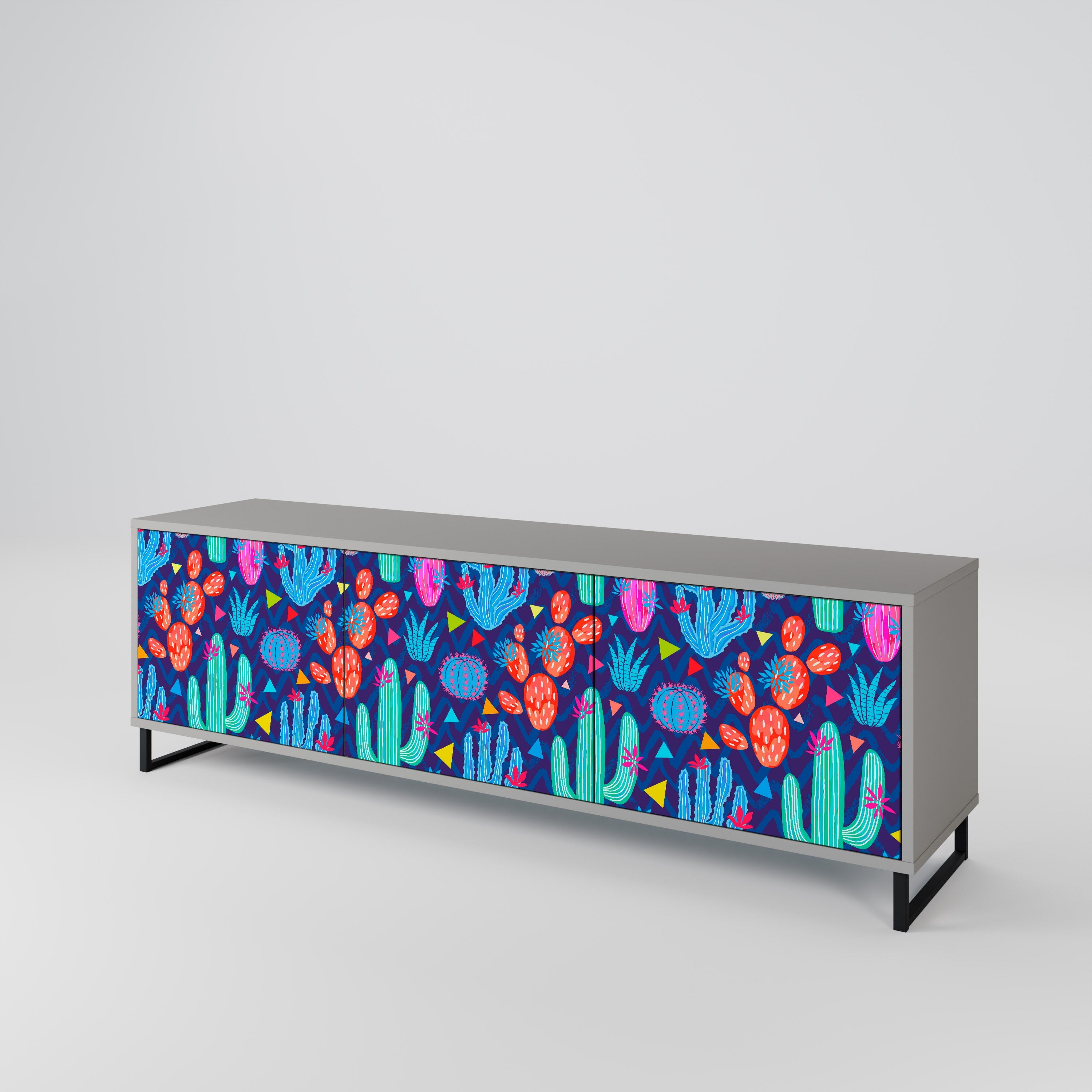 CACTUS VIBES TV-Lowboard mit 3 Türen in Grau
